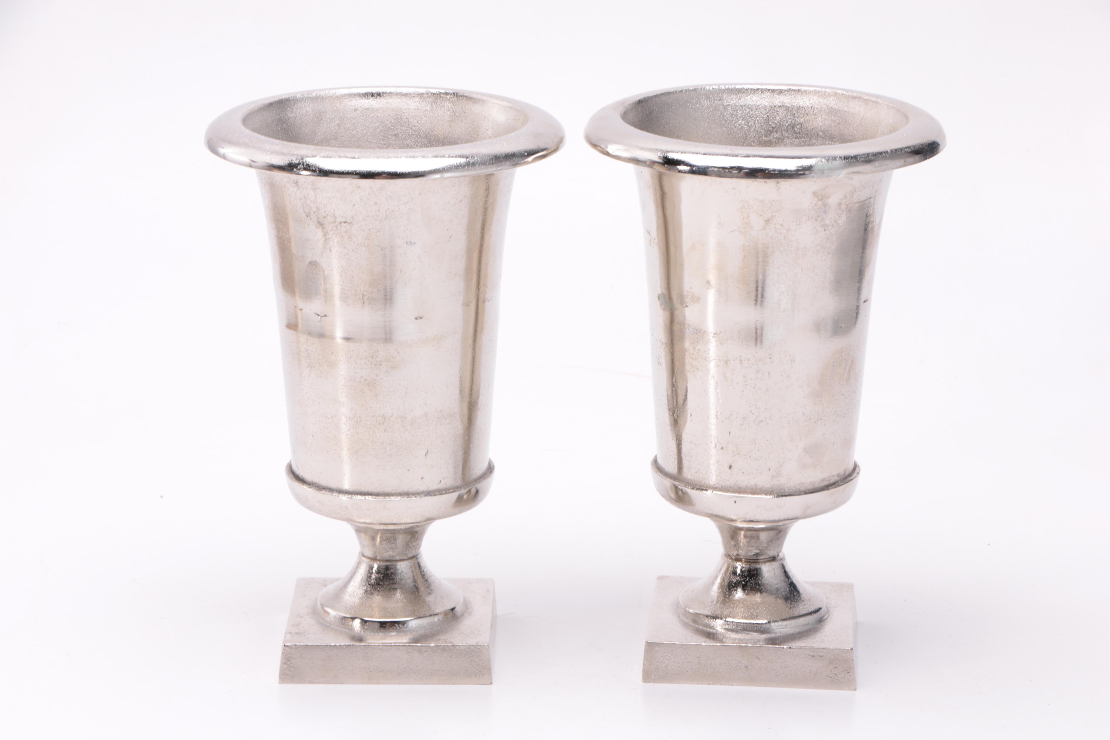 Neoclassical Style Metal Pedestal Vases