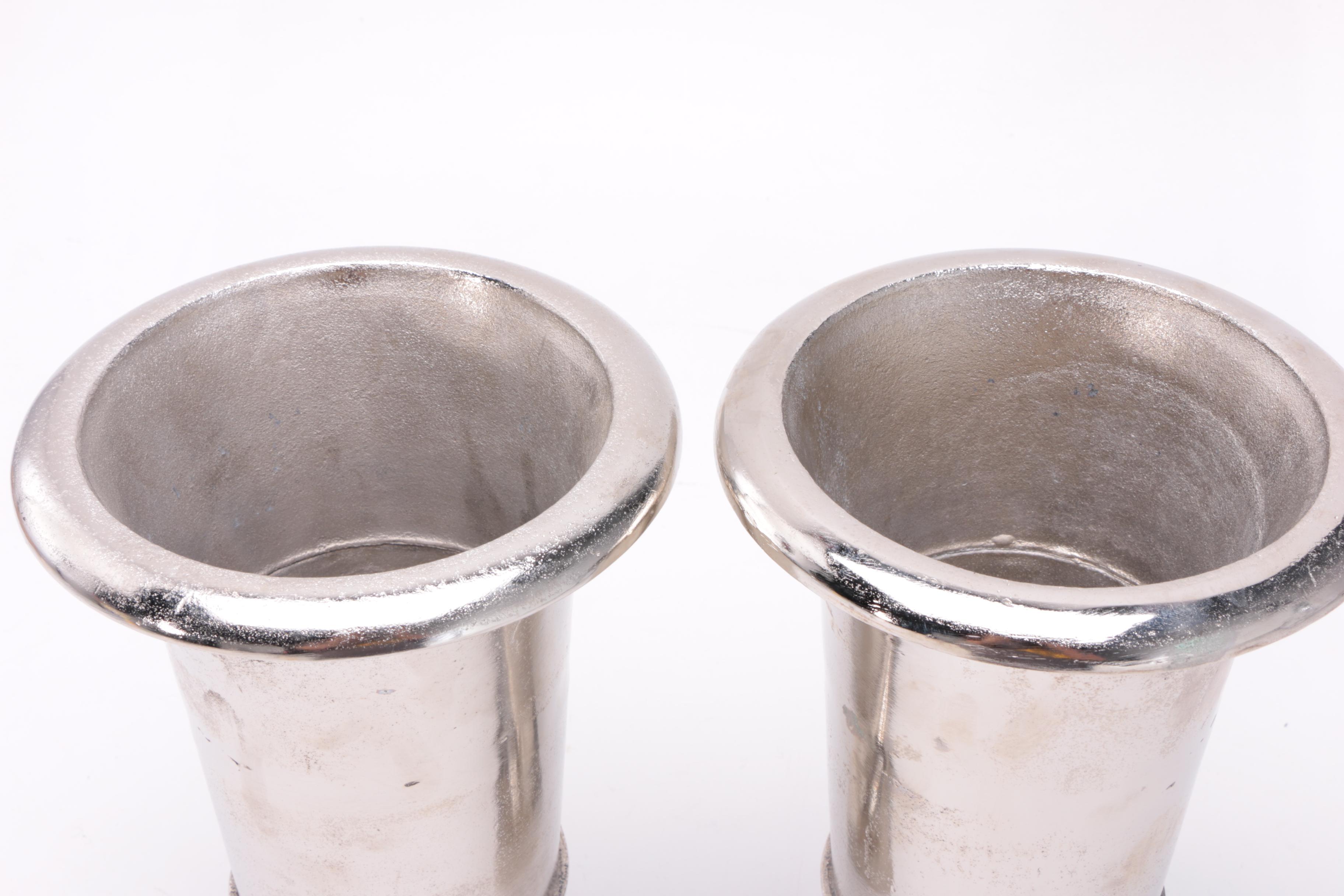 Neoclassical Style Metal Pedestal Vases