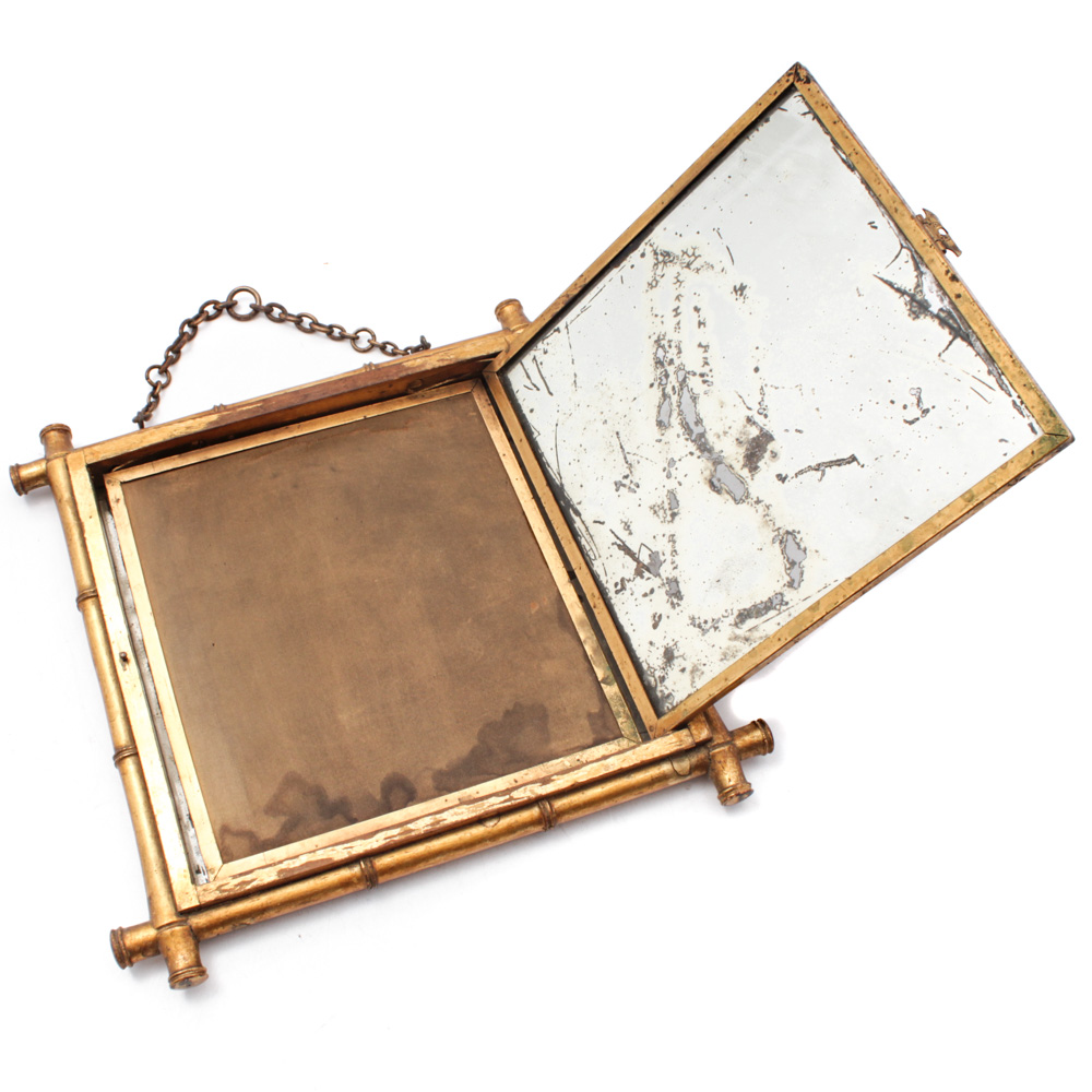 Antique French Tri-Fold Shaving Mirror