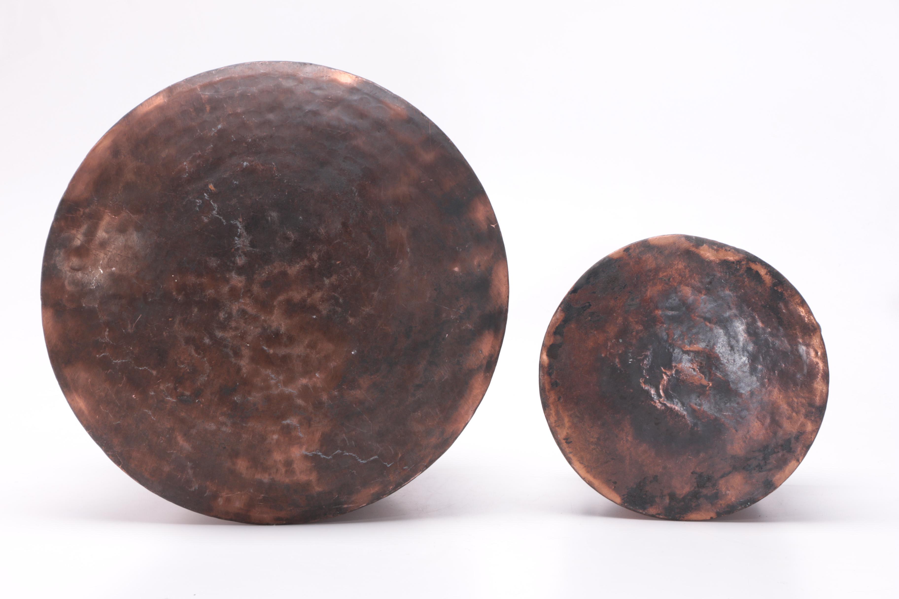 Vintage Copper Cauldrons with Brass Handles