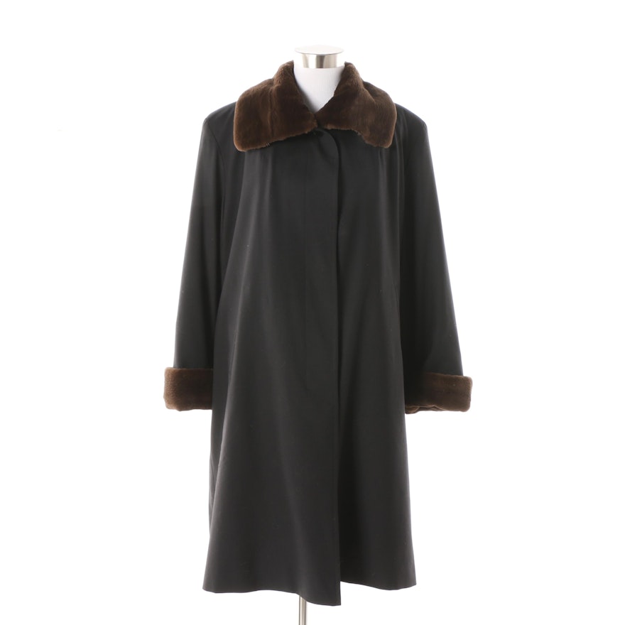 Women's Coat with Sheared Beaver Lining, Cuffs, and Collar