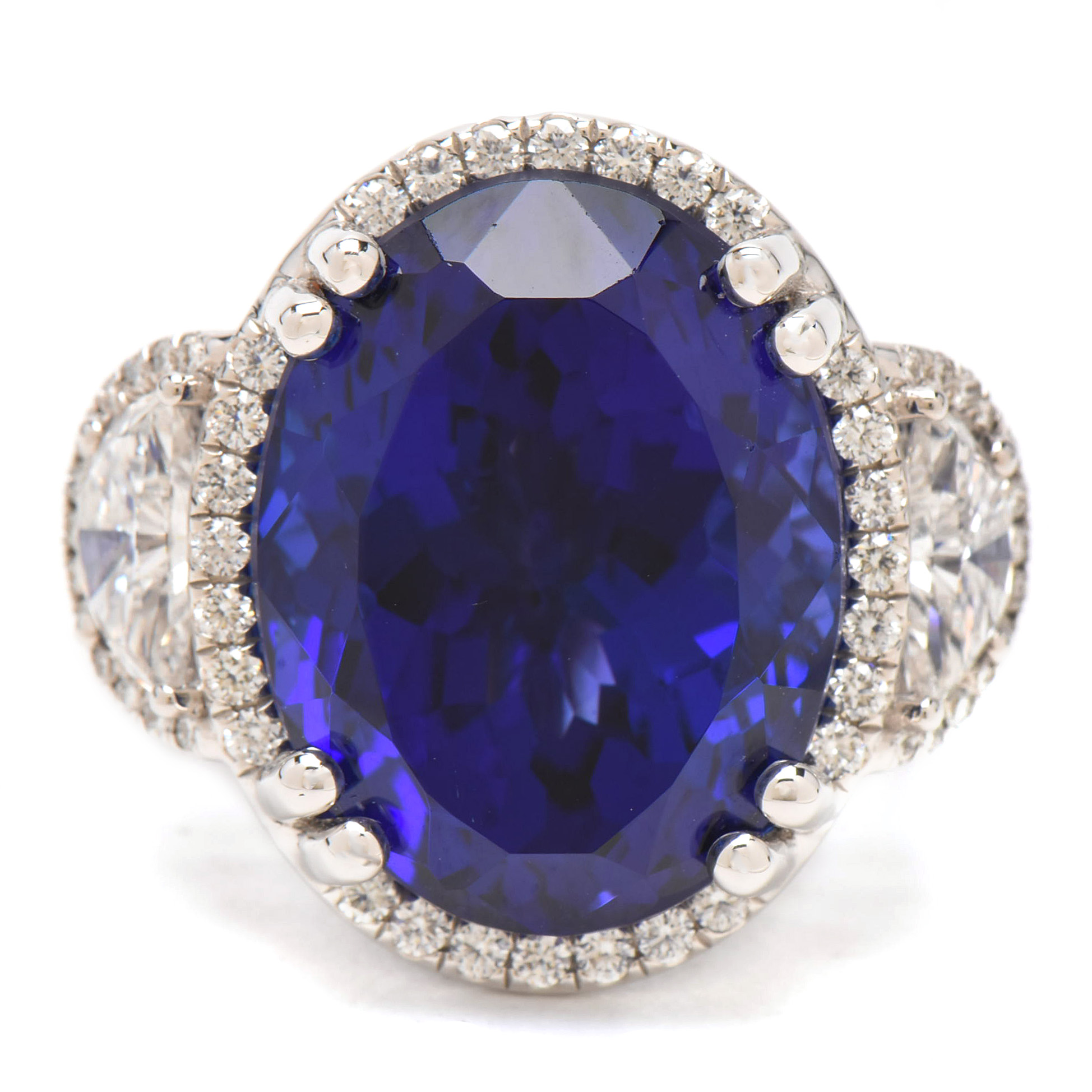 18K White Gold 25.78 CT Tanzanite & 2.14 CTW Diamond Ring with AGL & GIA Report