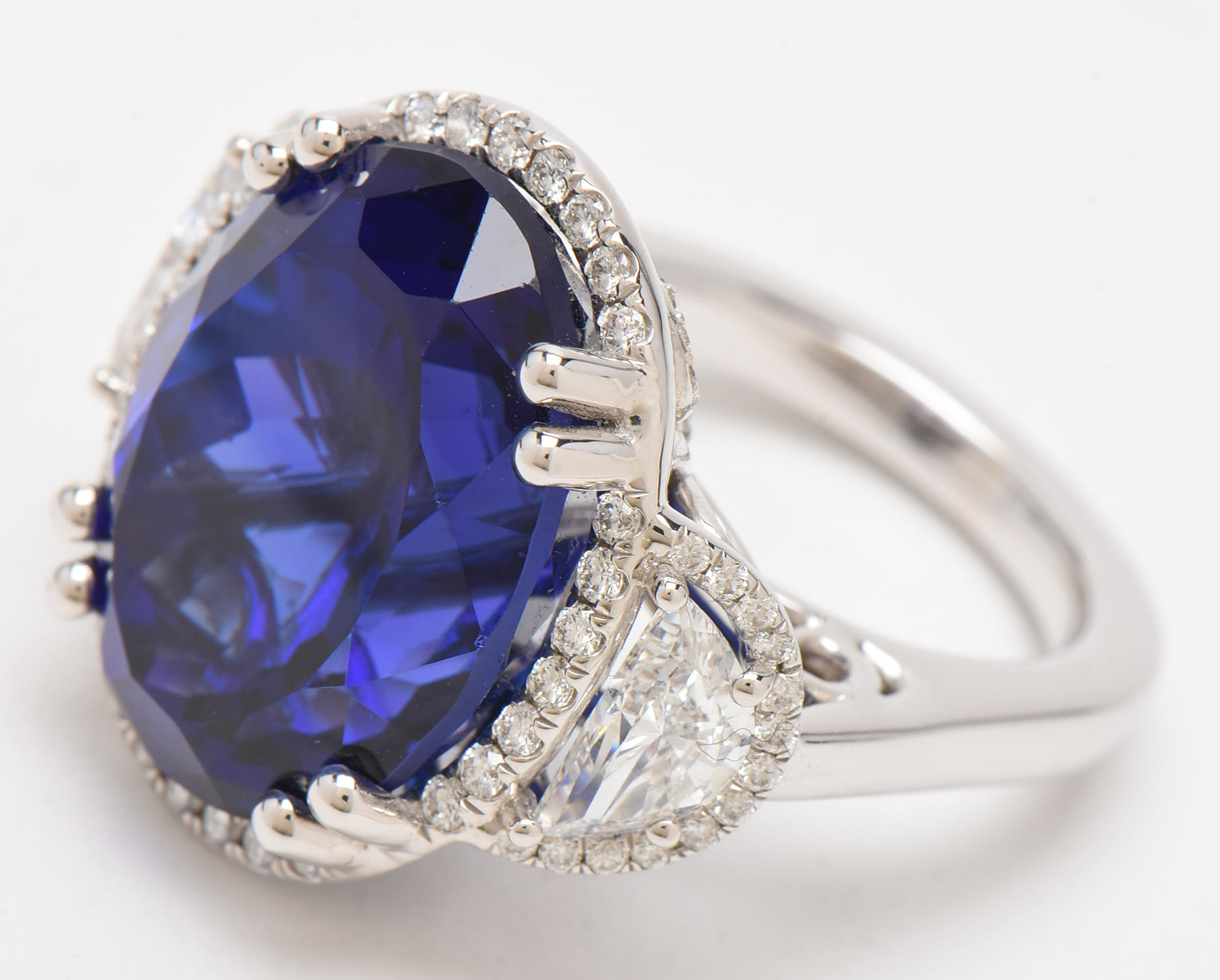 18K White Gold 25.78 CT Tanzanite & 2.14 CTW Diamond Ring with AGL & GIA Report