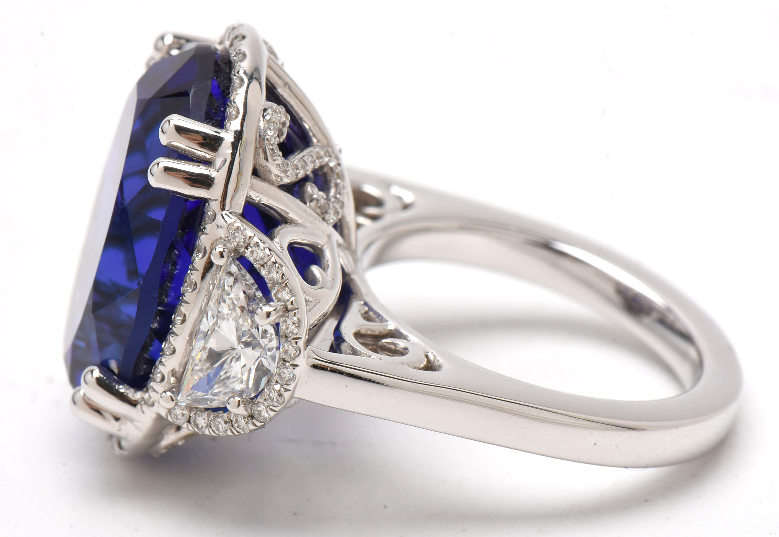 18K White Gold 25.78 CT Tanzanite & 2.14 CTW Diamond Ring with AGL & GIA Report