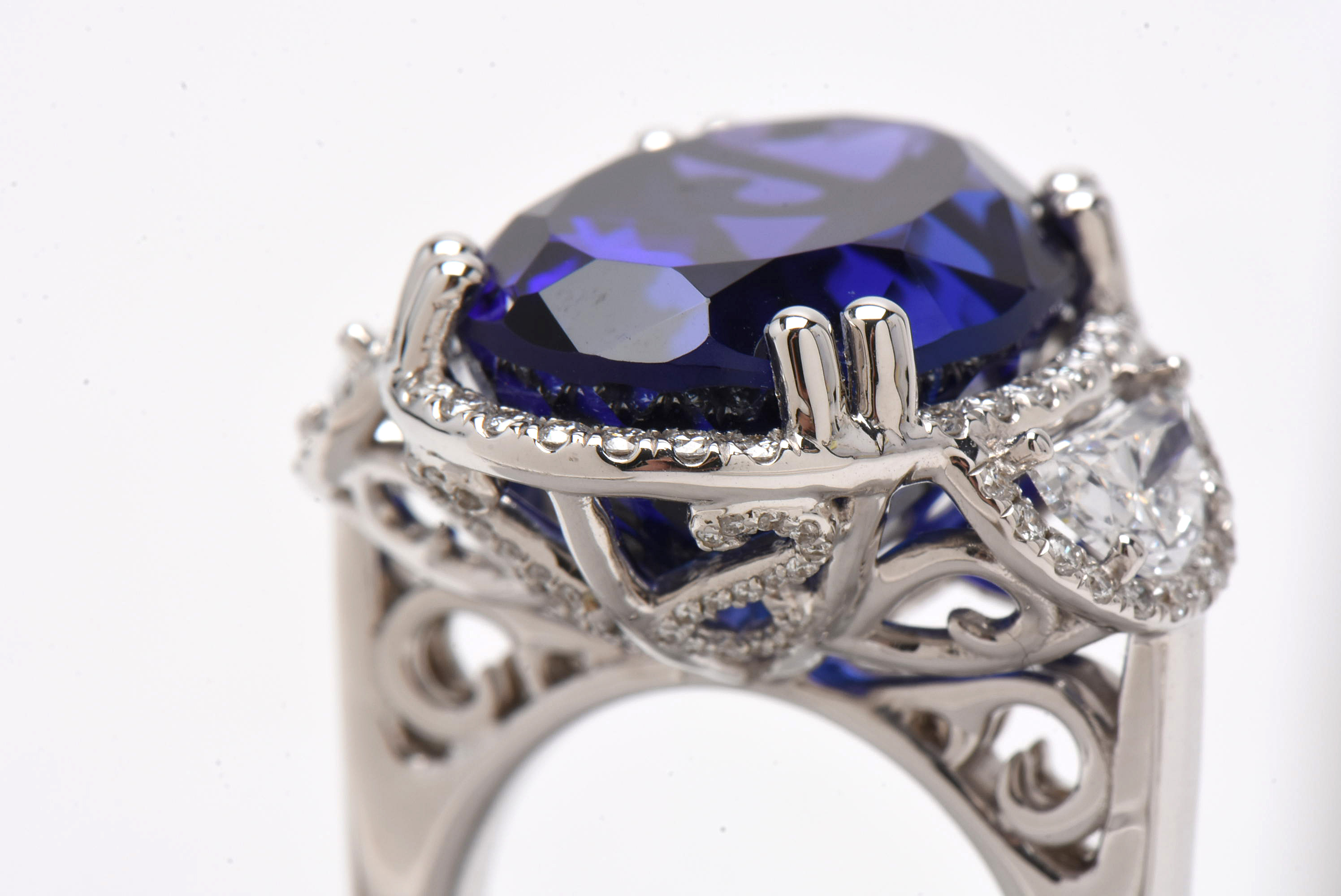 18K White Gold 25.78 CT Tanzanite & 2.14 CTW Diamond Ring with AGL & GIA Report