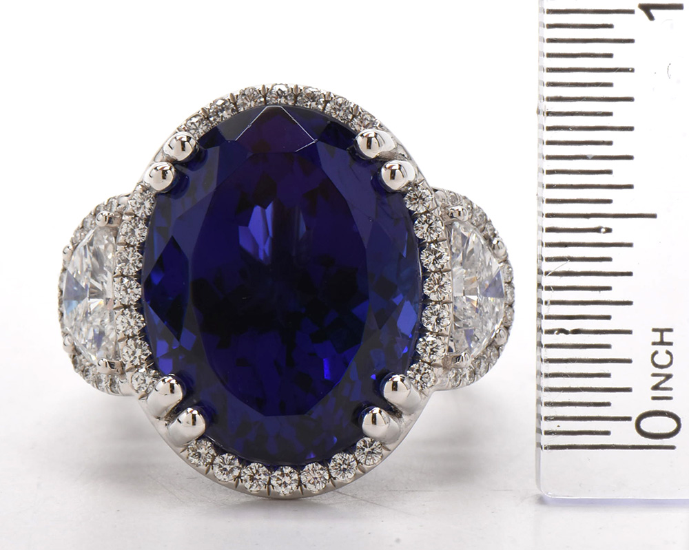 18K White Gold 25.78 CT Tanzanite & 2.14 CTW Diamond Ring with AGL & GIA Report