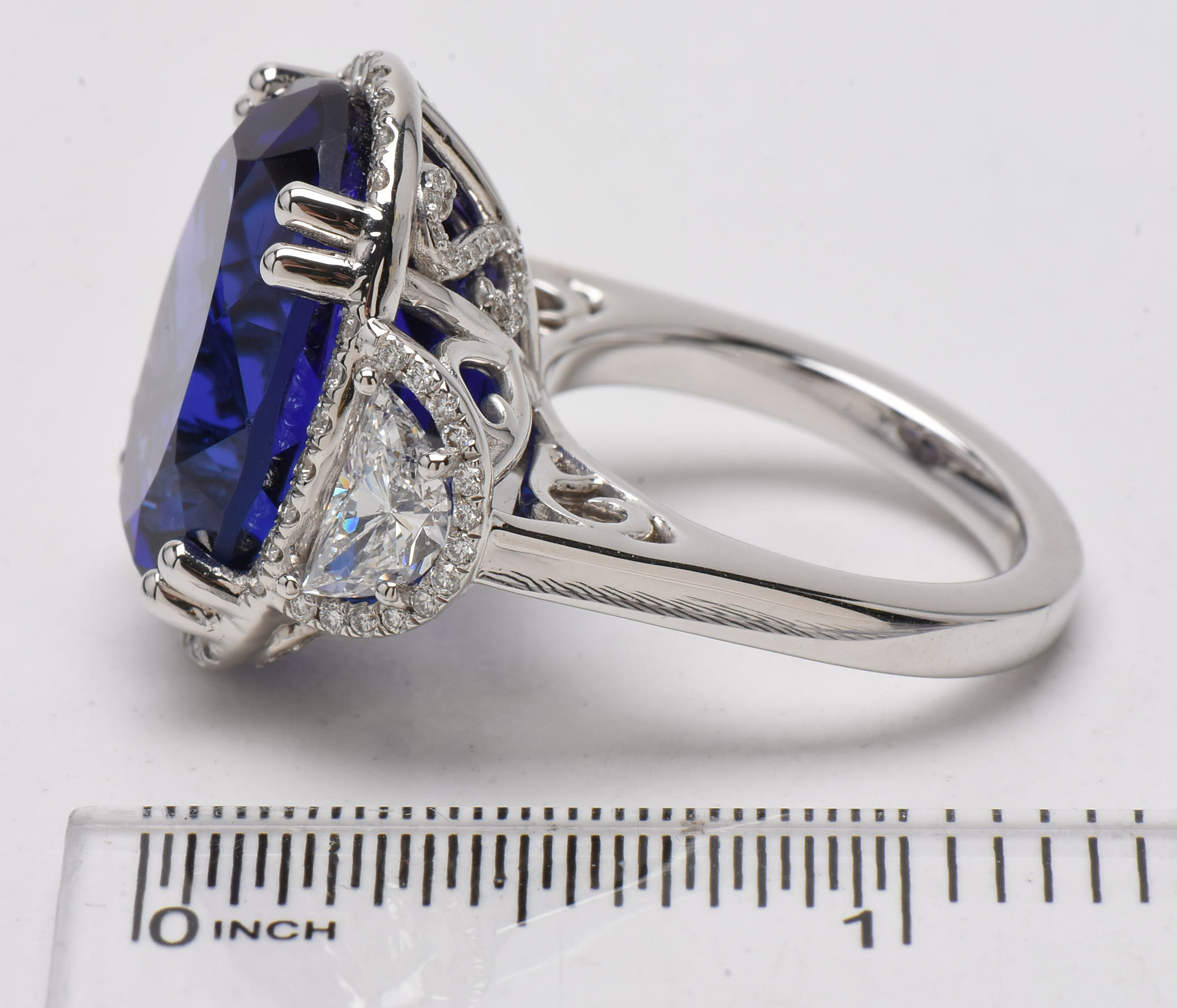 18K White Gold 25.78 CT Tanzanite & 2.14 CTW Diamond Ring with AGL & GIA Report