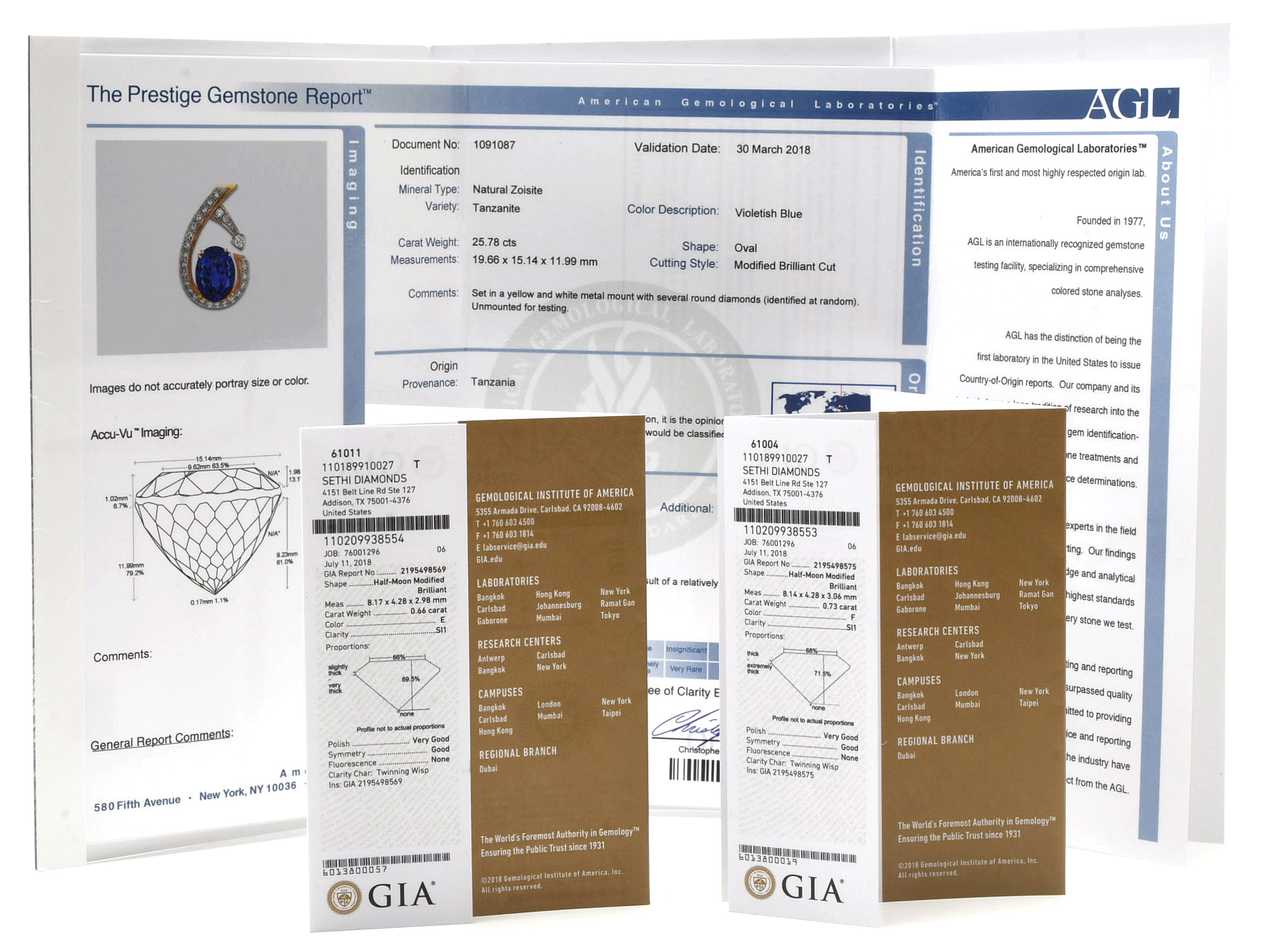 18K White Gold 25.78 CT Tanzanite & 2.14 CTW Diamond Ring with AGL & GIA Report