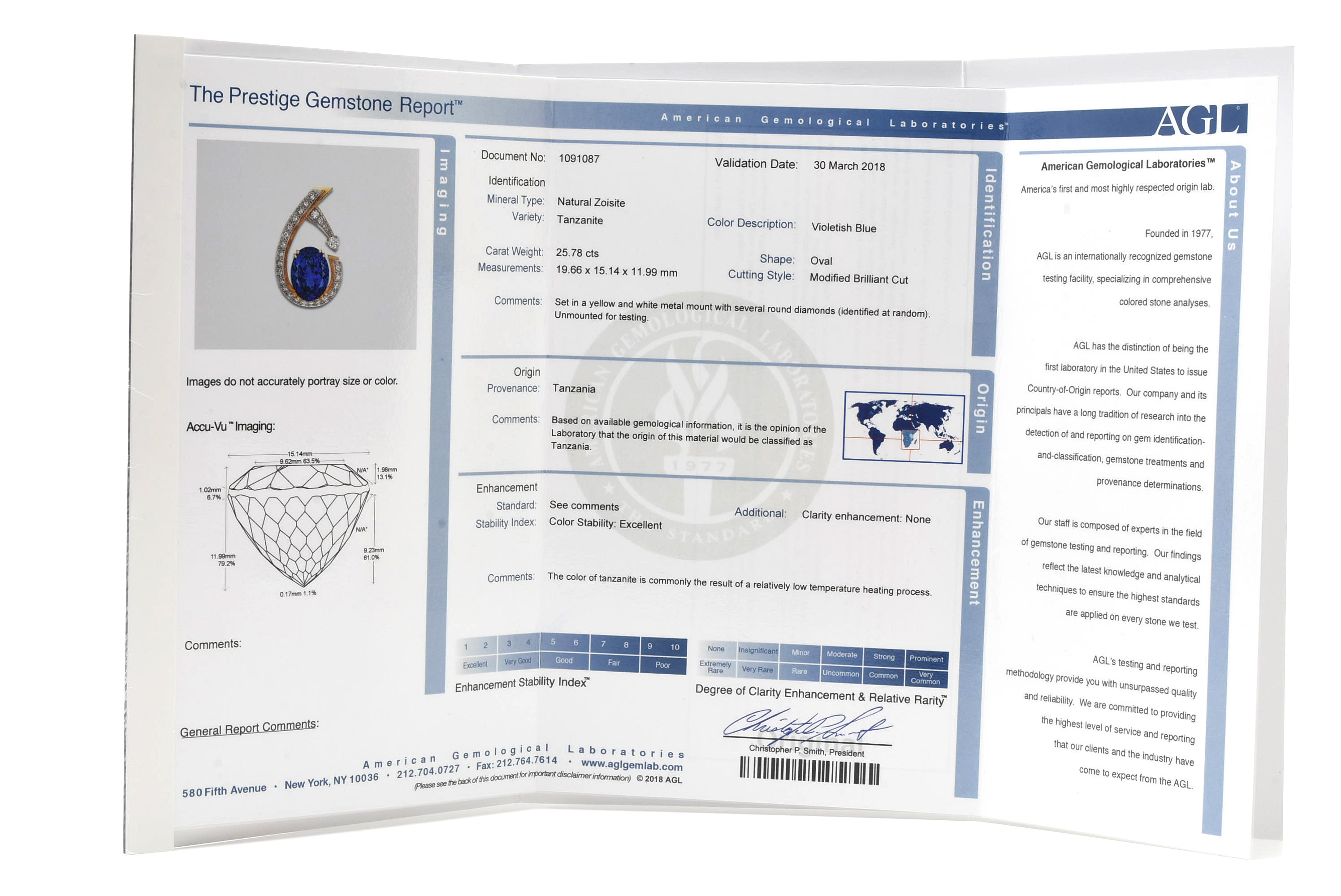 18K White Gold 25.78 CT Tanzanite & 2.14 CTW Diamond Ring with AGL & GIA Report