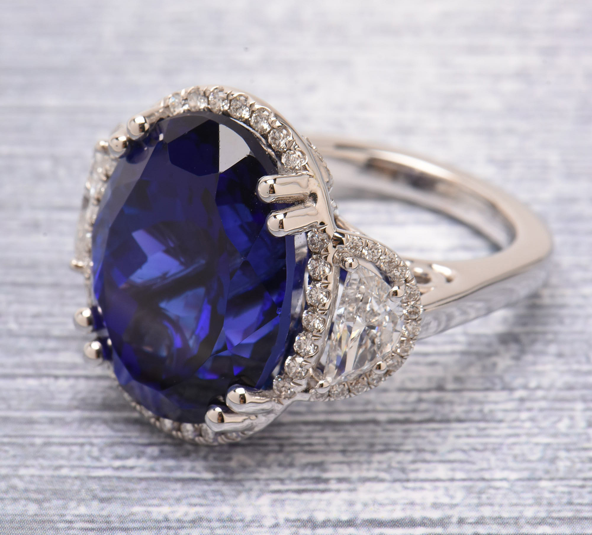 18K White Gold 25.78 CT Tanzanite & 2.14 CTW Diamond Ring with AGL & GIA Report