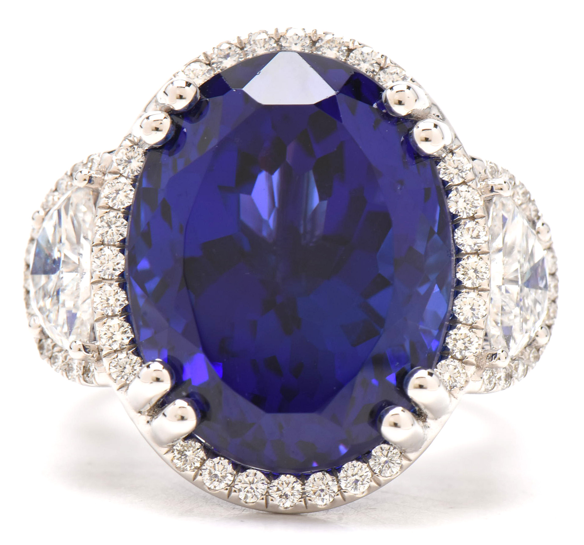 18K White Gold 25.78 CT Tanzanite & 2.14 CTW Diamond Ring with AGL & GIA Report