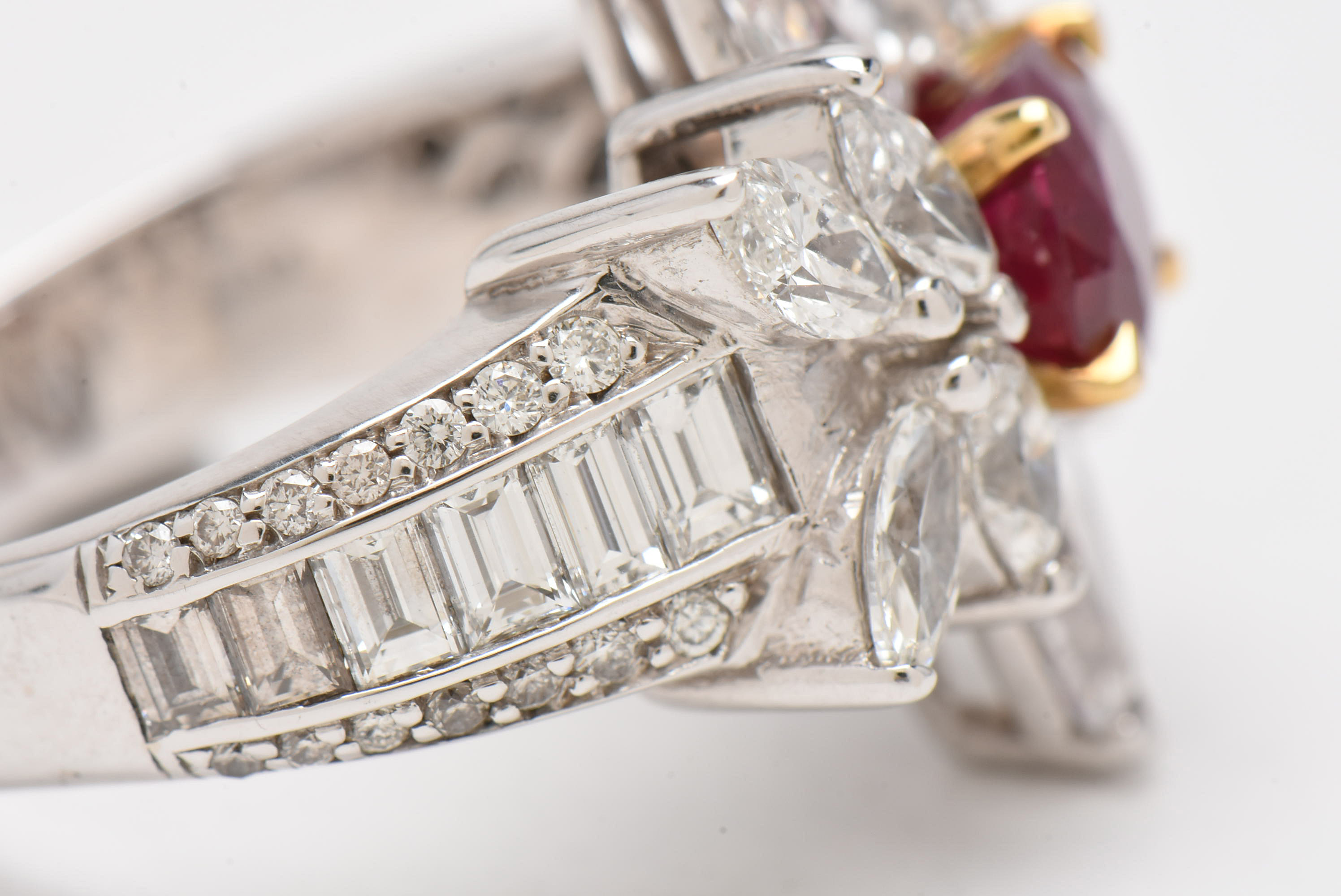 14K White Gold 2.00 CT Burmese Ruby and 4.32 CTW Diamond Ring with GIA Report