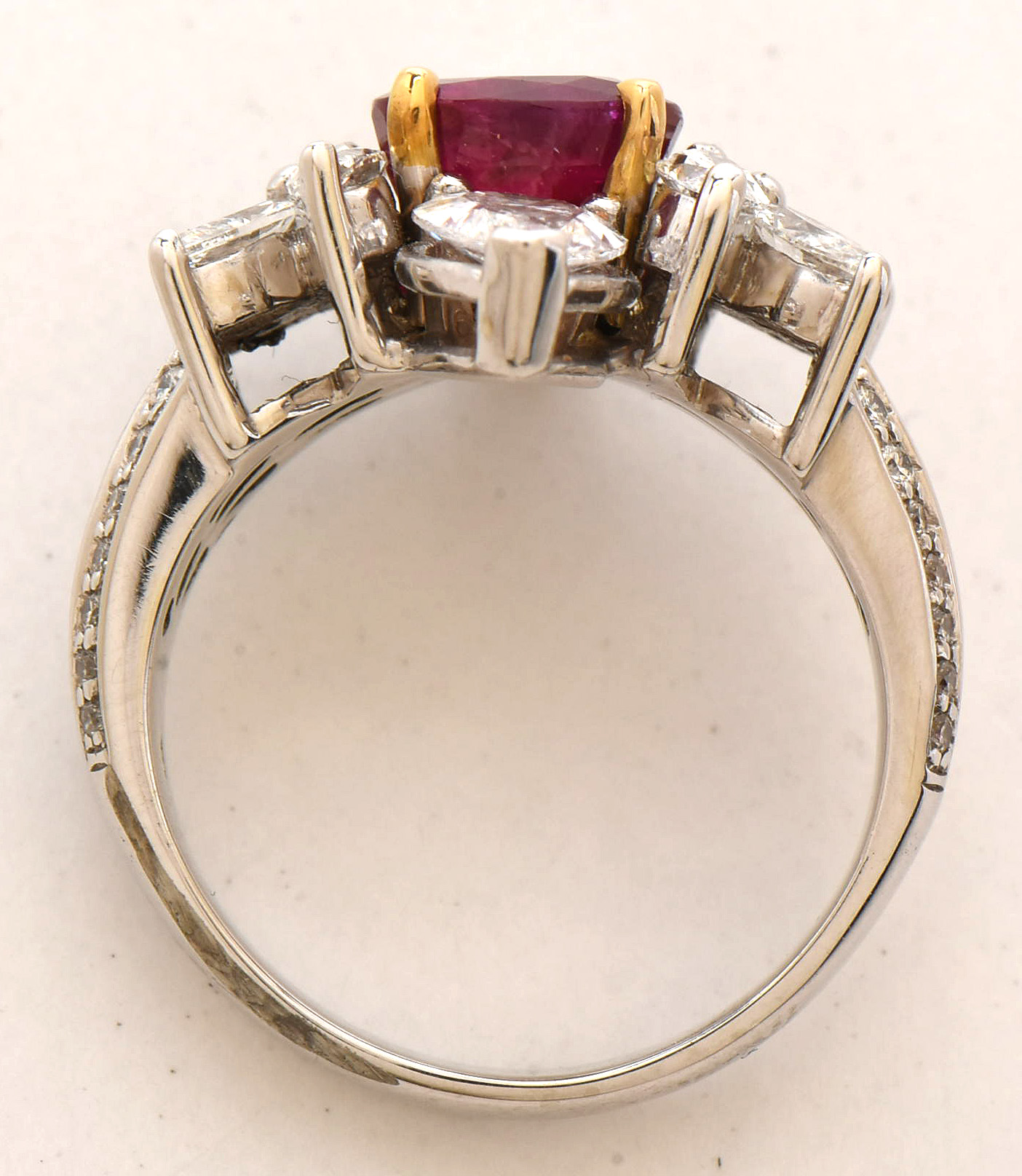 14K White Gold 2.00 CT Burmese Ruby and 4.32 CTW Diamond Ring with GIA Report