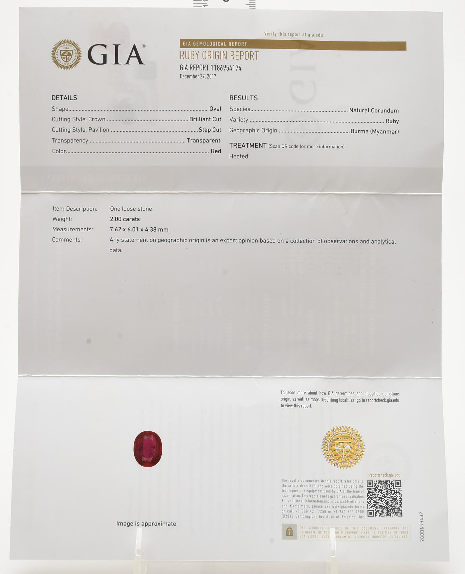 14K White Gold 2.00 CT Burmese Ruby and 4.32 CTW Diamond Ring with GIA Report