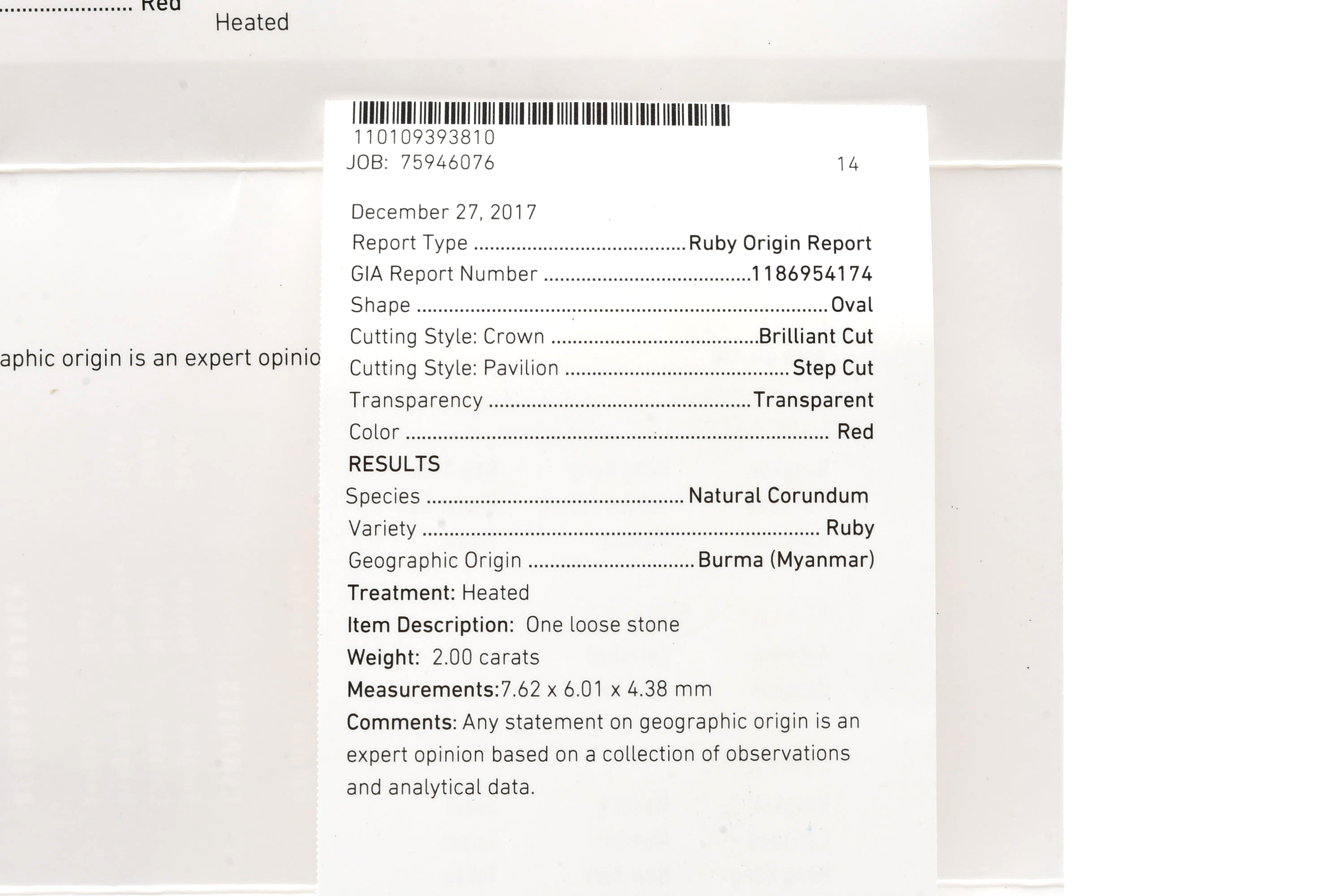 14K White Gold 2.00 CT Burmese Ruby and 4.32 CTW Diamond Ring with GIA Report