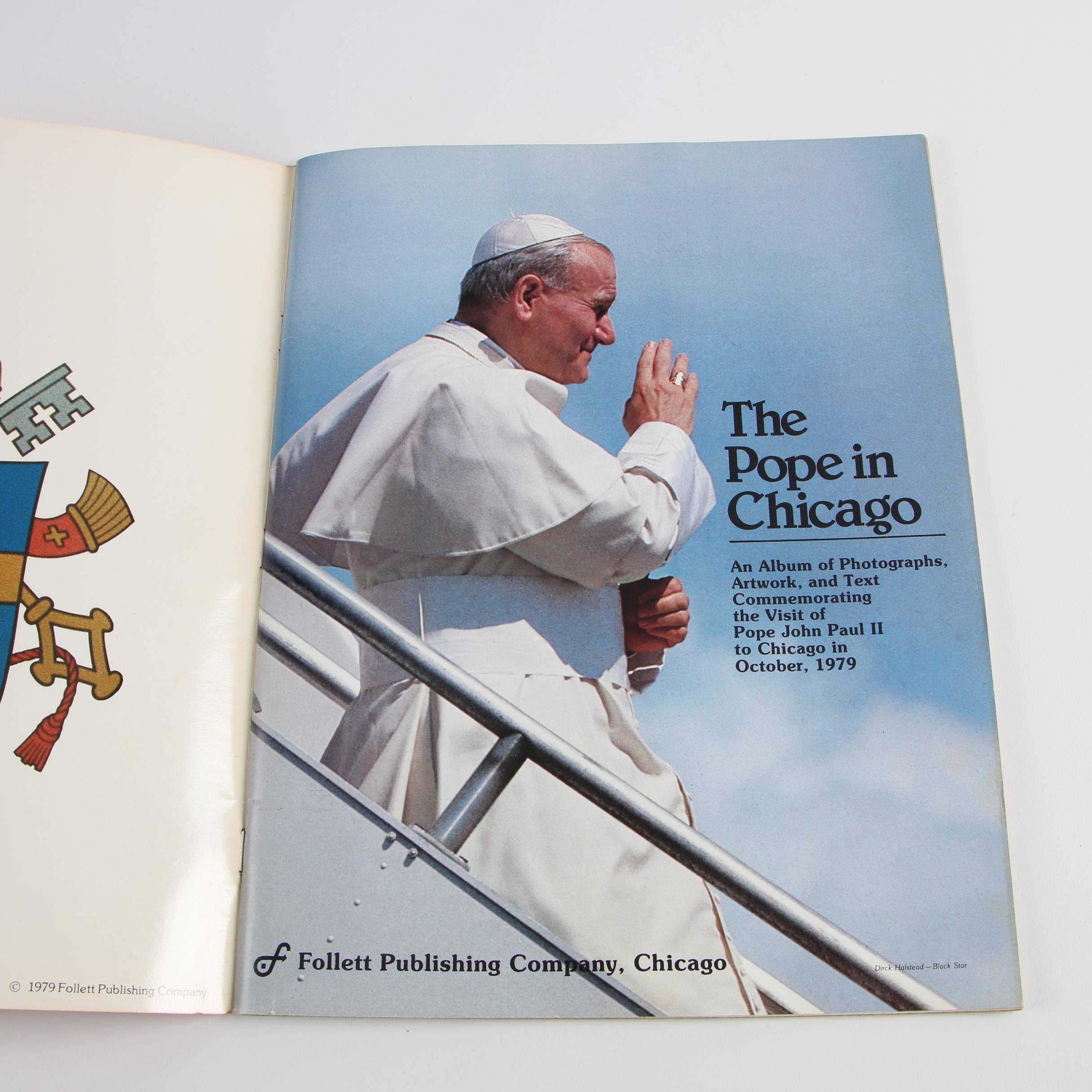 Resin Statuette of Pope John Paul II, Booklet and Rosary Wall Hanging