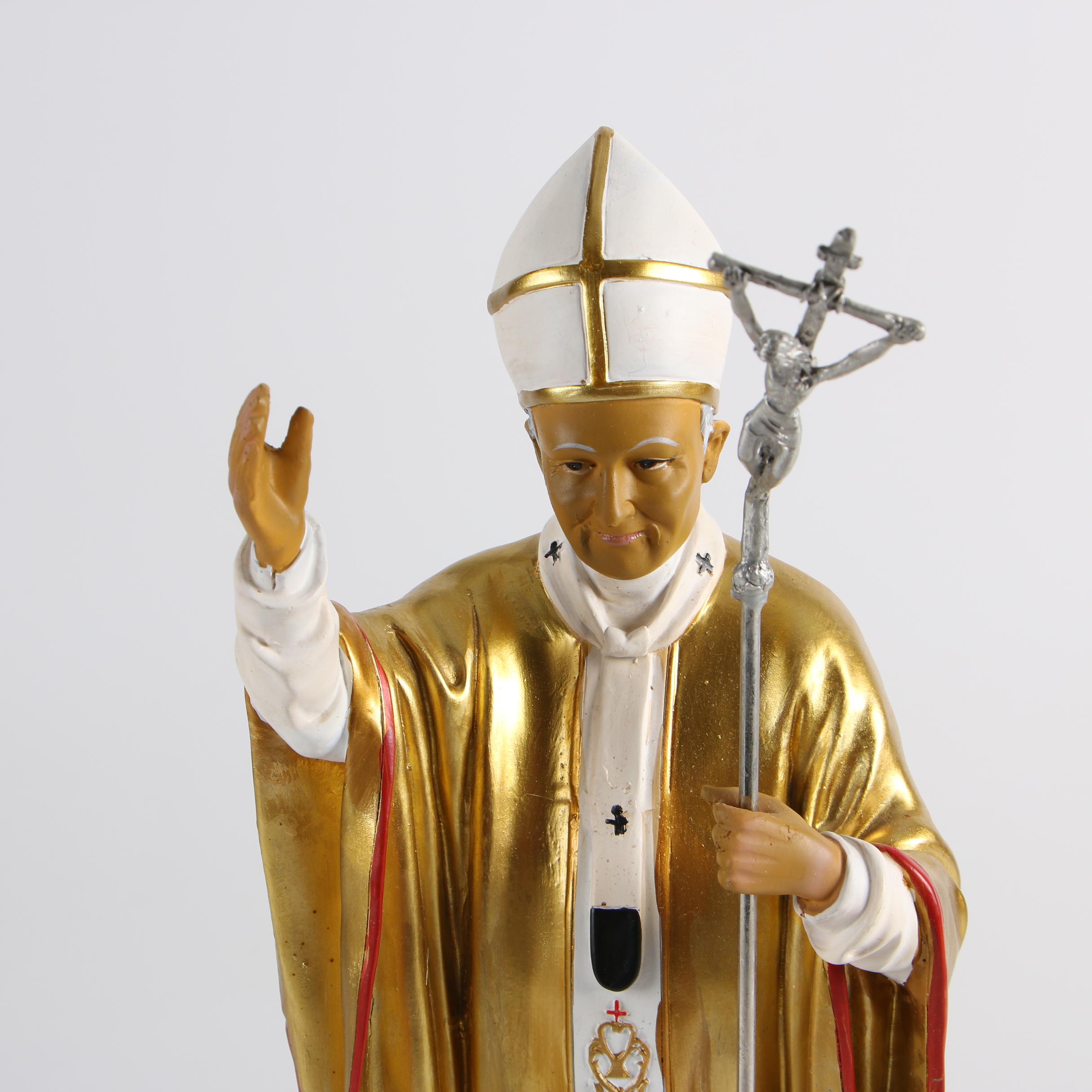 Resin Statuette of Pope John Paul II, Booklet and Rosary Wall Hanging