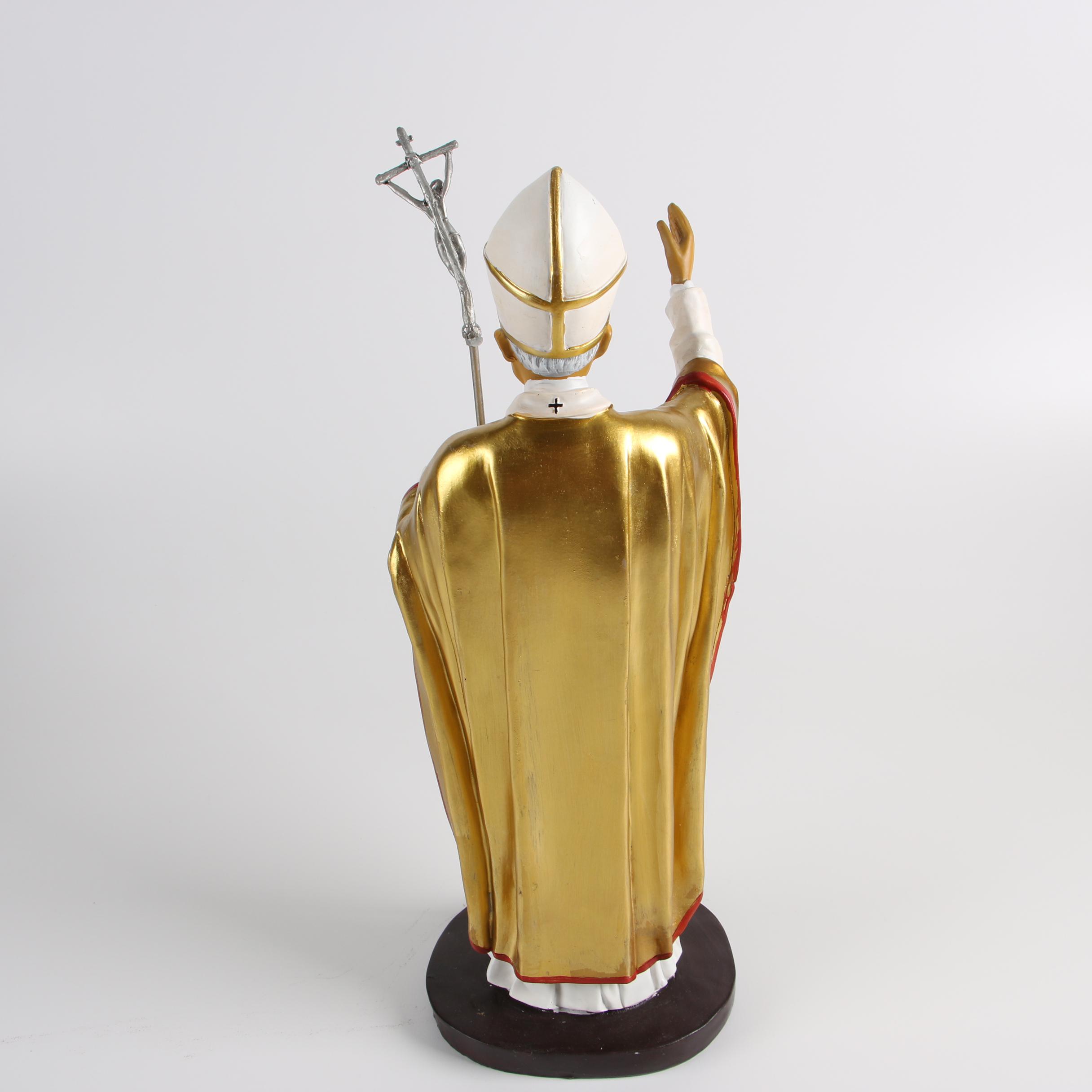 Resin Statuette of Pope John Paul II, Booklet and Rosary Wall Hanging