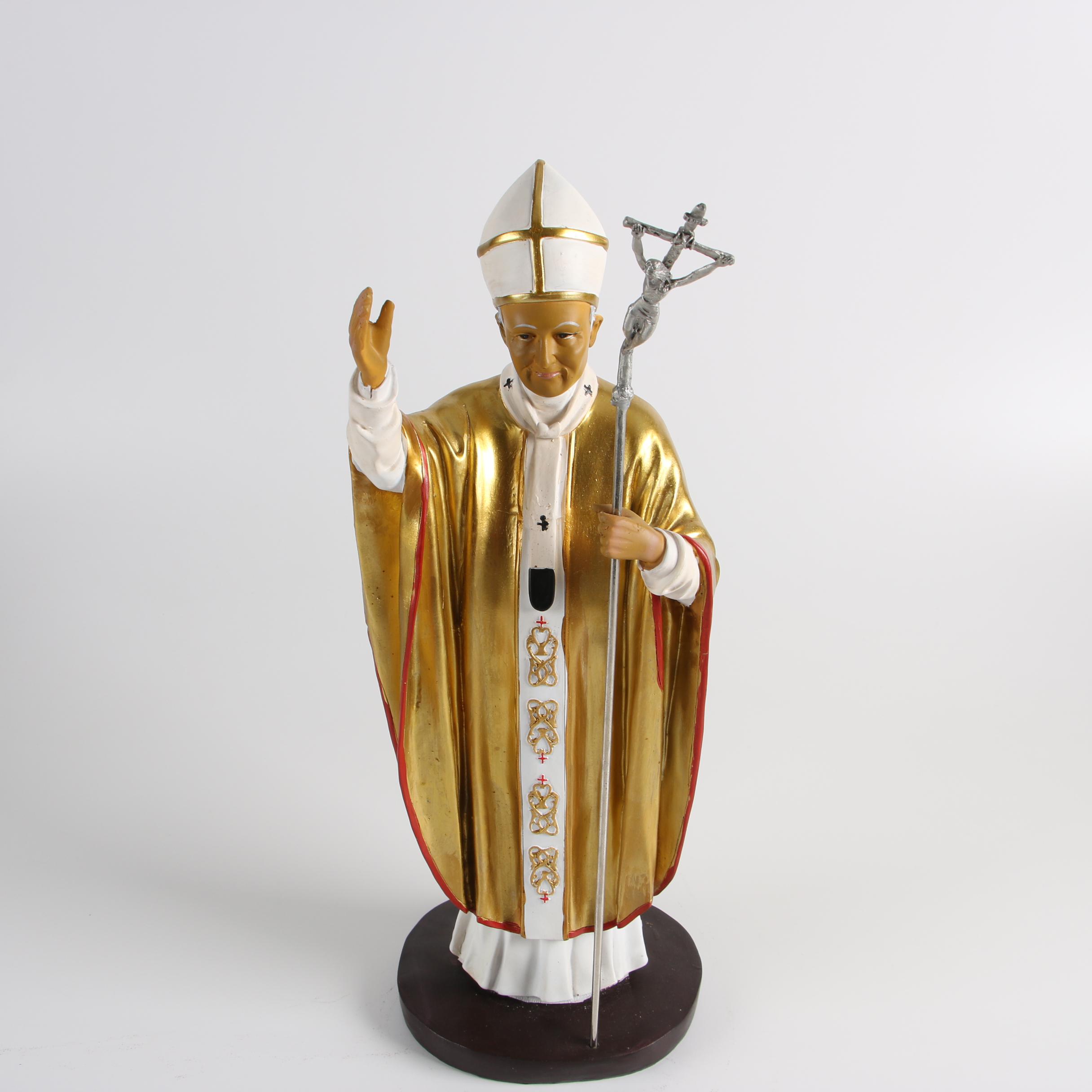 Resin Statuette of Pope John Paul II, Booklet and Rosary Wall Hanging