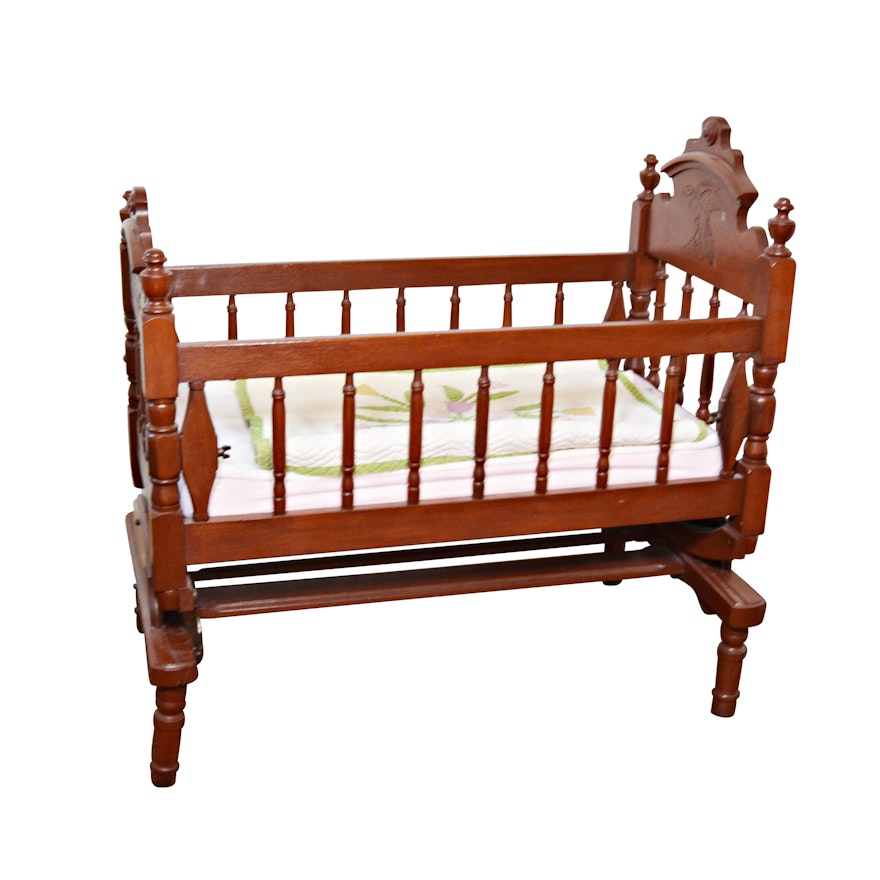 Antique Victorian Walnut Cradle, Early 20th Century