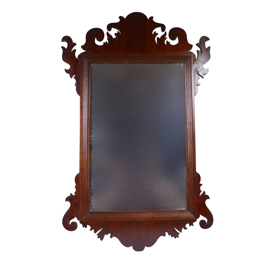 Chippendale Style Mahogany Veneer Wall Mirror