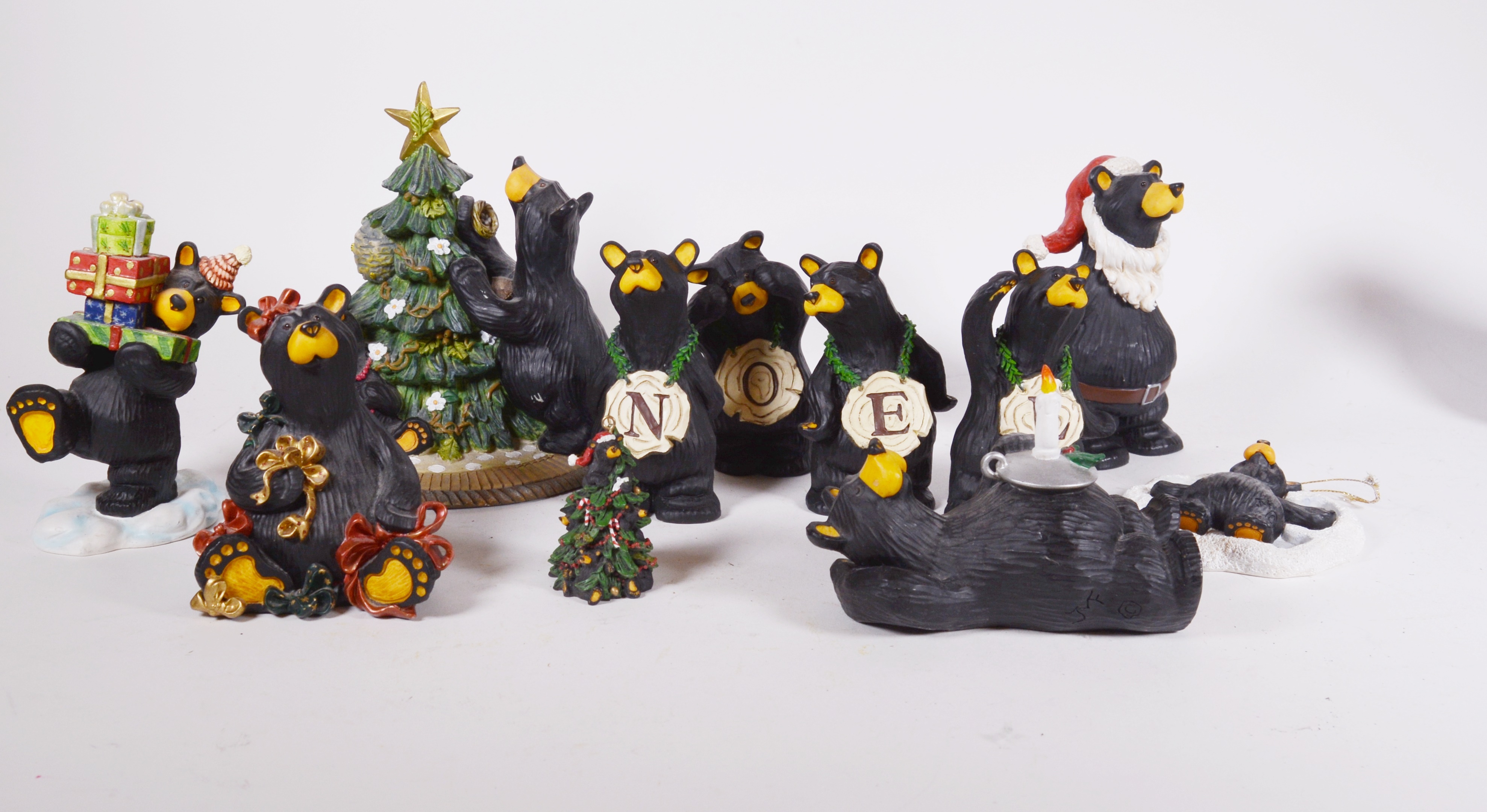 Christmas "Bear Foots" Bear Figurines by Jeff Fleming
