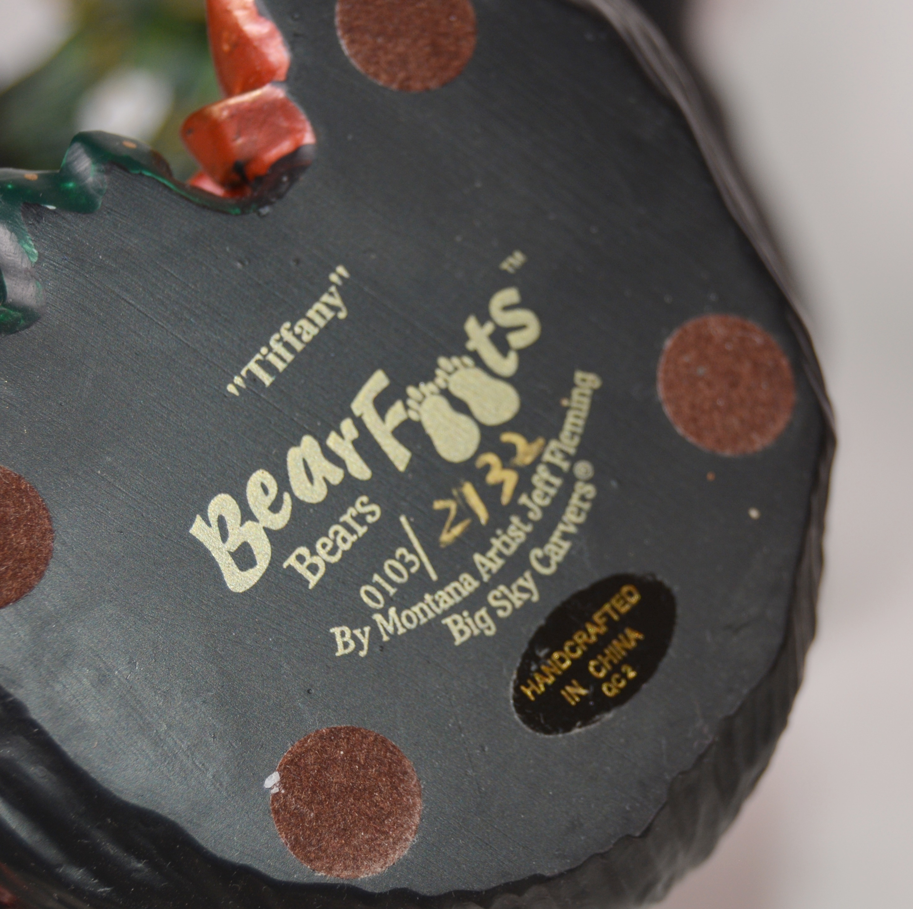 Christmas "Bear Foots" Bear Figurines by Jeff Fleming