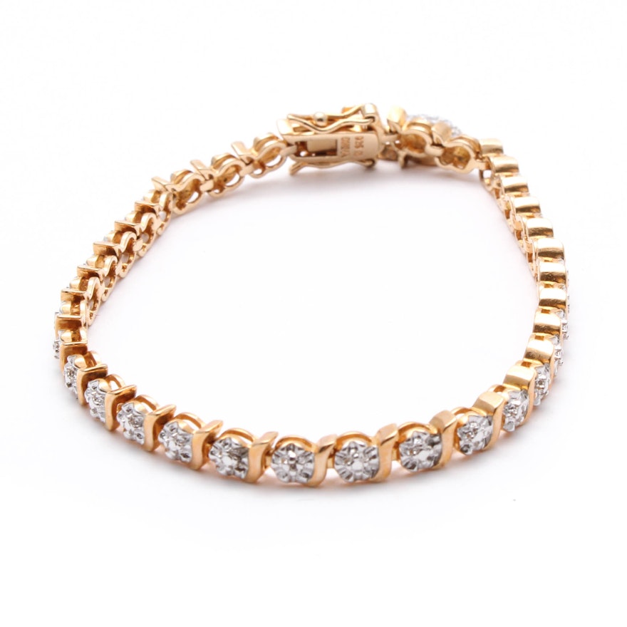 Goldwash on Sterling Silver Tennis Bracelet with Diamond Accents