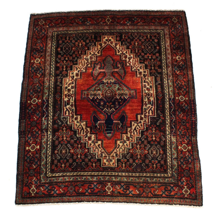 Vintage Hand-Knotted Persian Bijar Area Rug