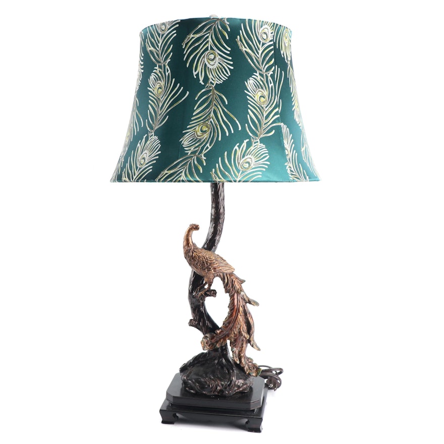 Figural Peacock Table Lamp