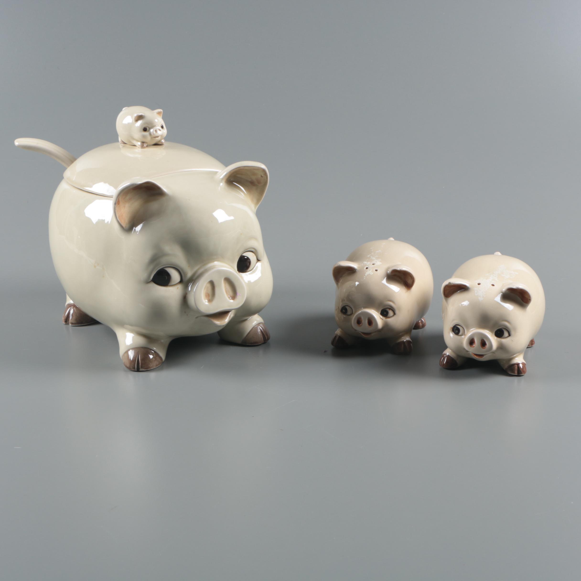 Otagiri Mercantile Company "Pig" Soup Tureen and Shaker Set