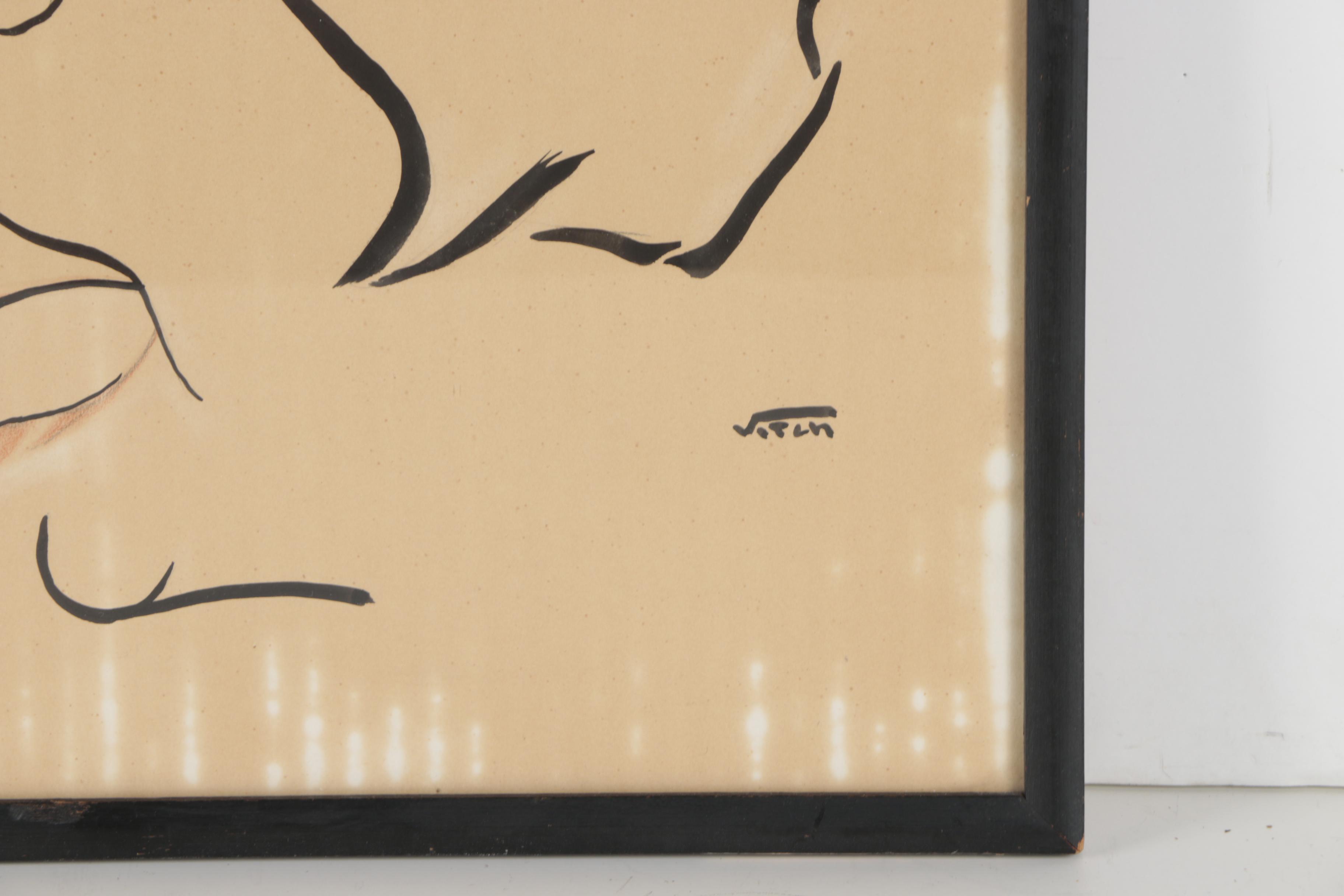 Eddie Vitch Vintage Caricature Drawing of Blanche La Gue