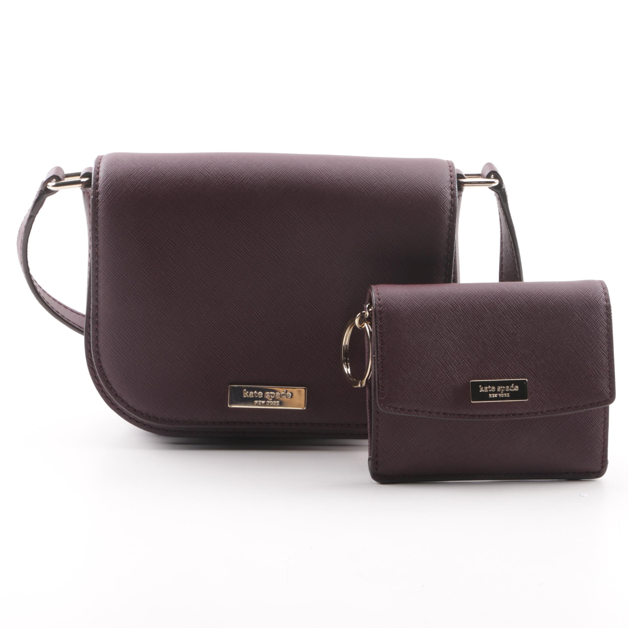 Kate Spade New York Deep Plum Coated Canvas Crossbody with Matching Wallet