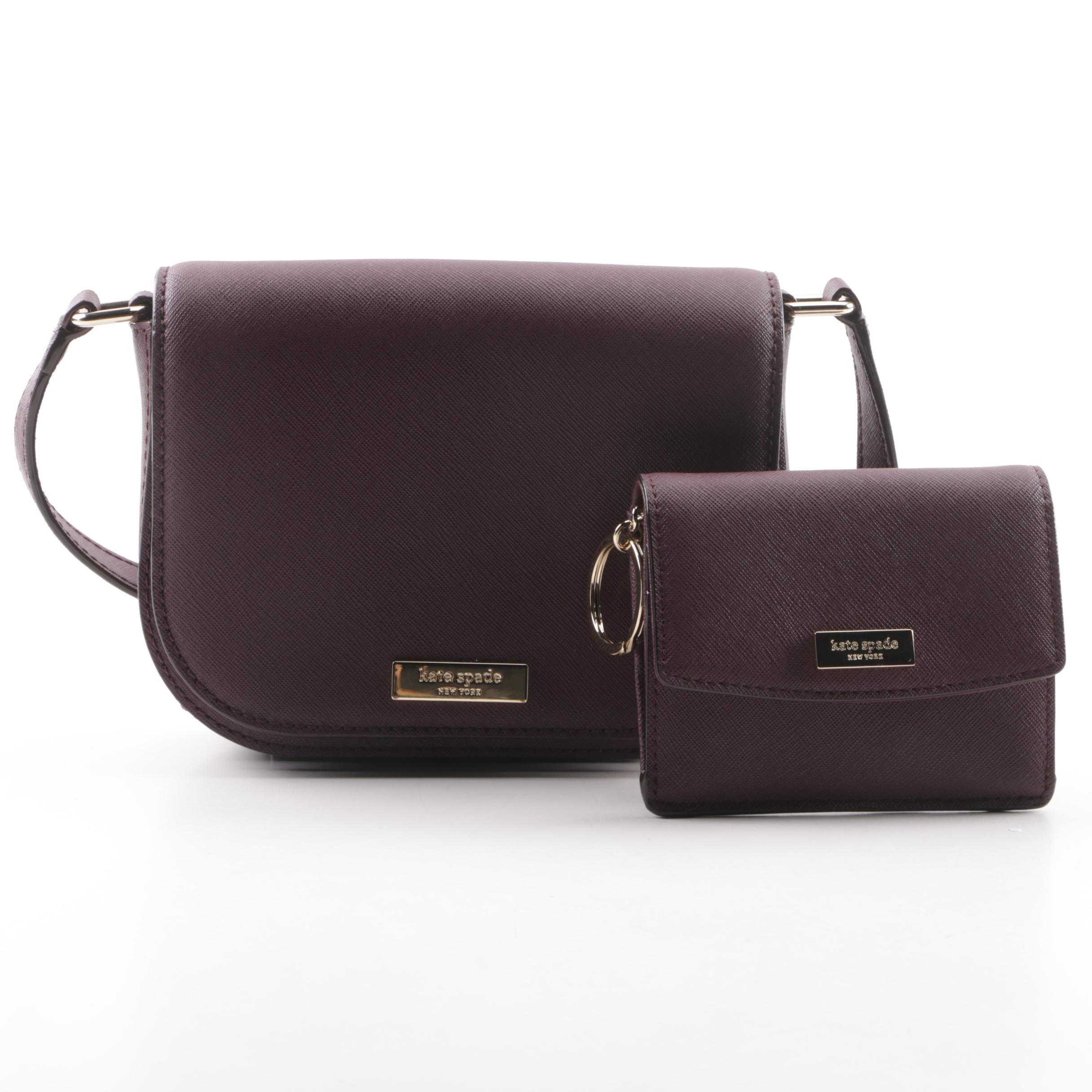 Kate Spade New York Deep Plum Coated Canvas Crossbody with Matching Wallet
