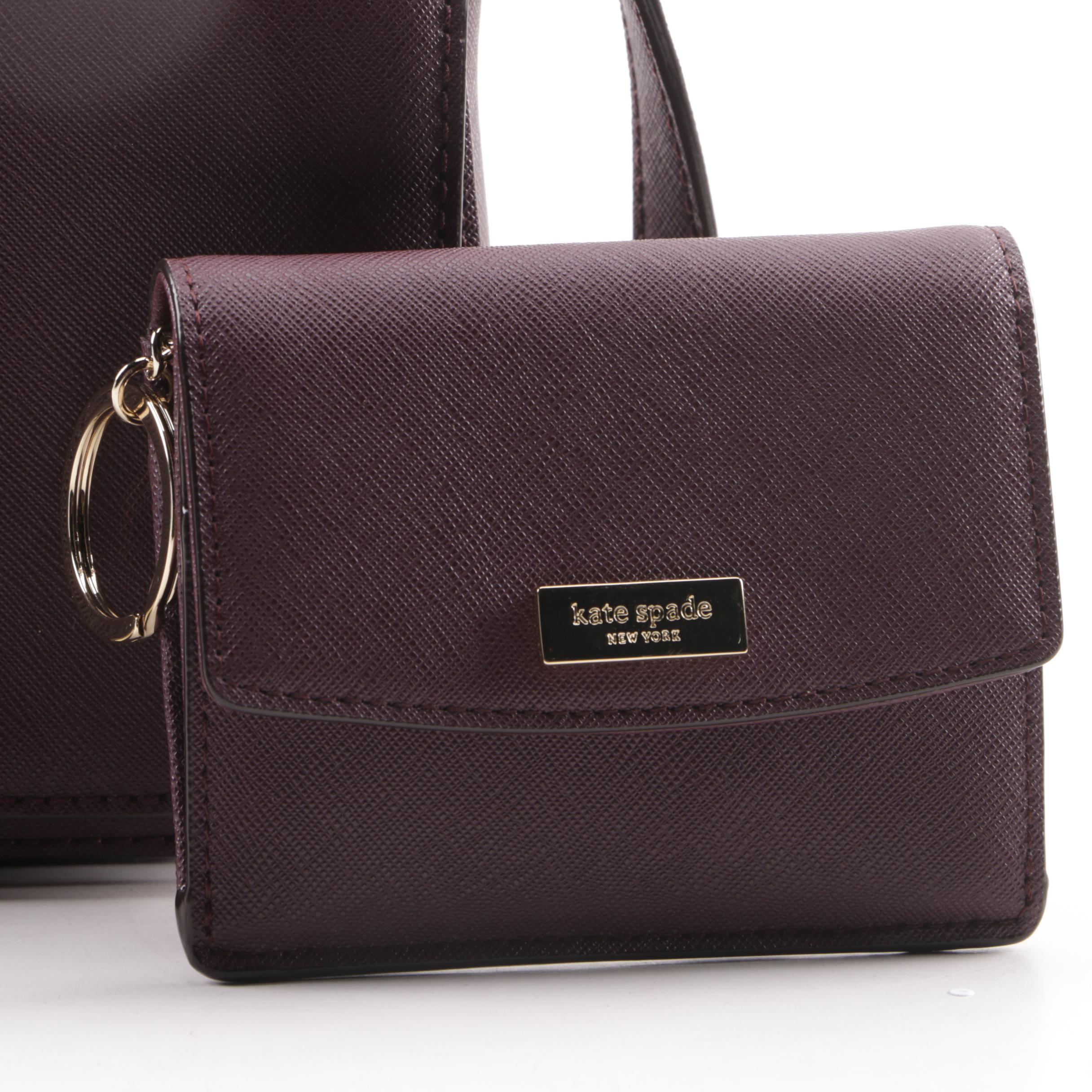 Kate Spade New York Deep Plum Coated Canvas Crossbody with Matching Wallet