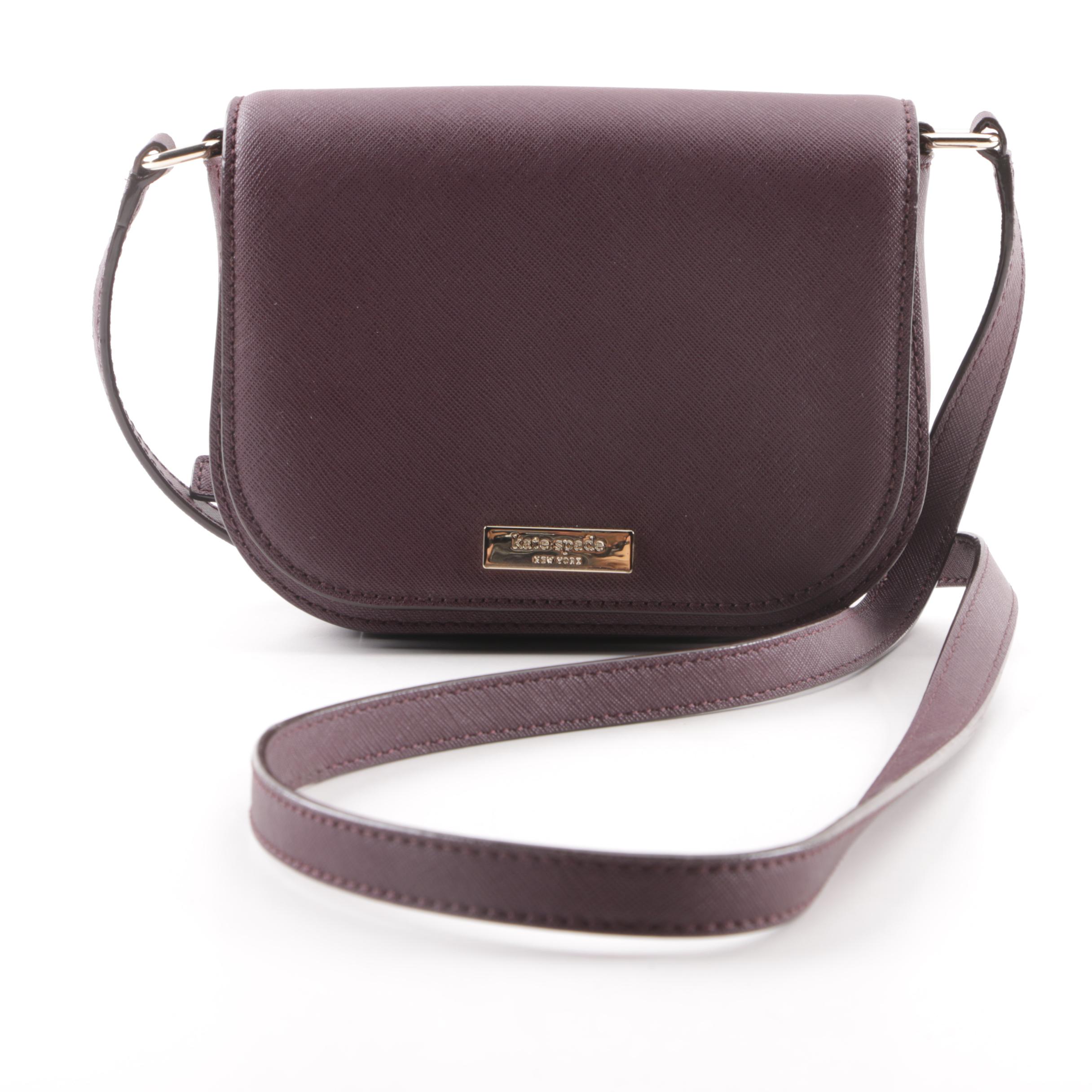 Kate Spade New York Deep Plum Coated Canvas Crossbody with Matching Wallet