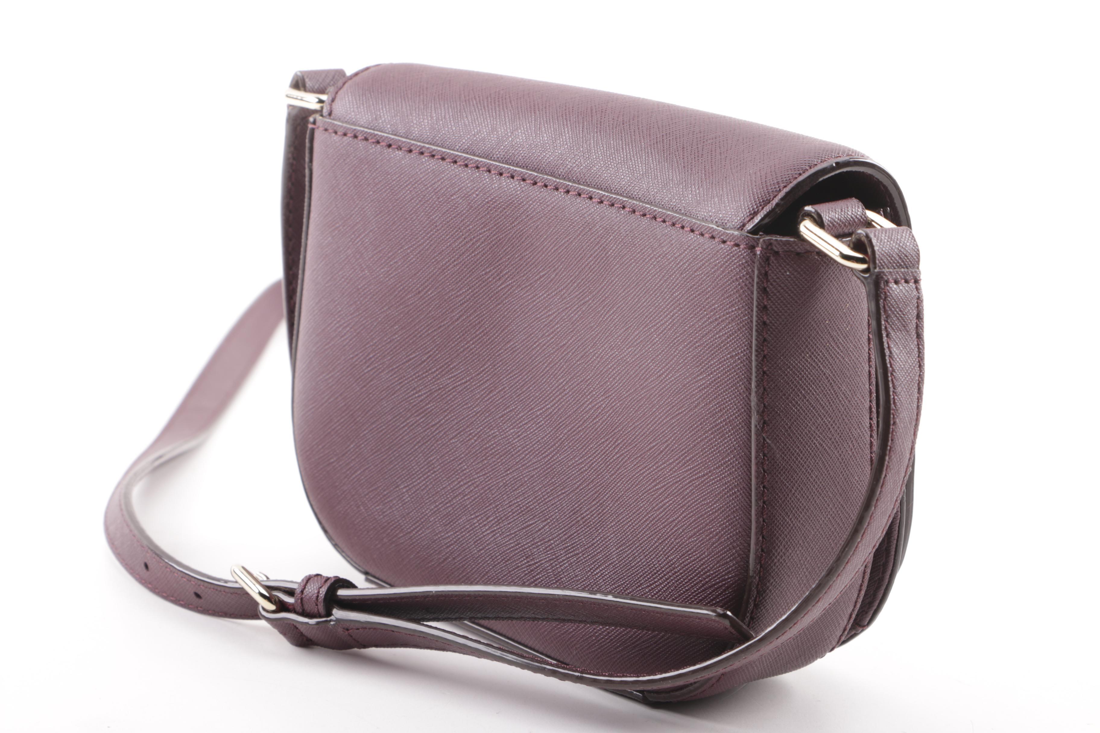 Kate Spade New York Deep Plum Coated Canvas Crossbody with Matching Wallet