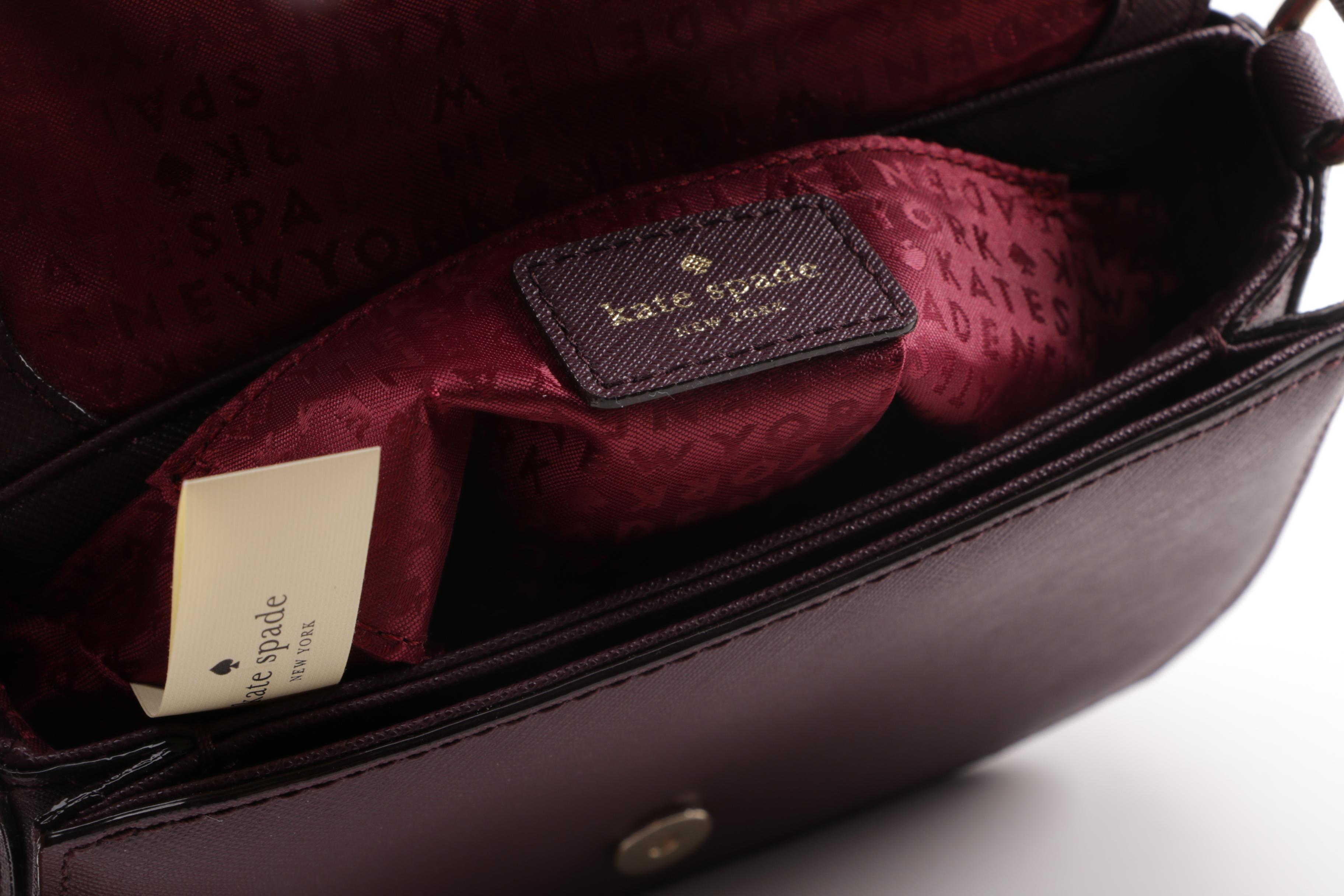 Kate Spade New York Deep Plum Coated Canvas Crossbody with Matching Wallet