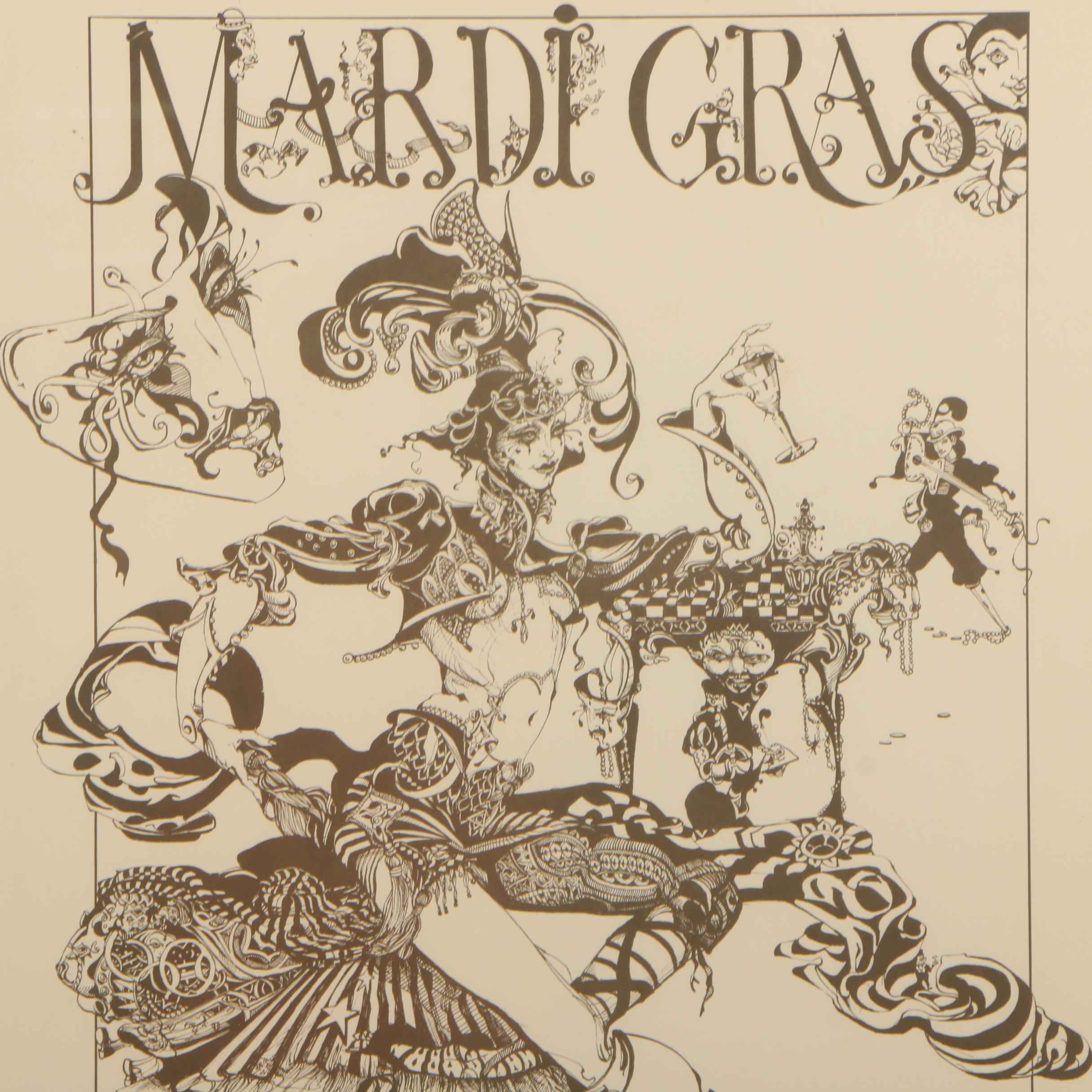 1980 New Orleans Offset Lithograph Poster Attributed to Julie Kahn Valentine