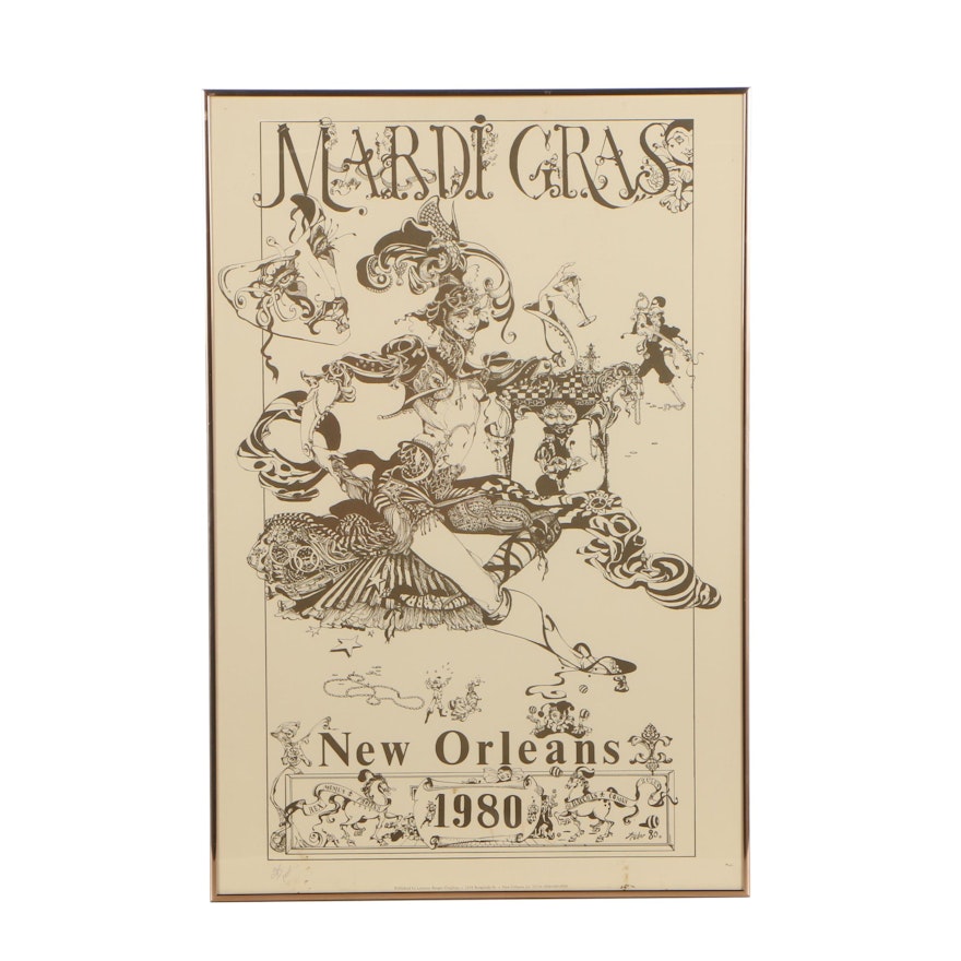 1980 New Orleans Offset Lithograph Poster Attributed to Julie Kahn Valentine