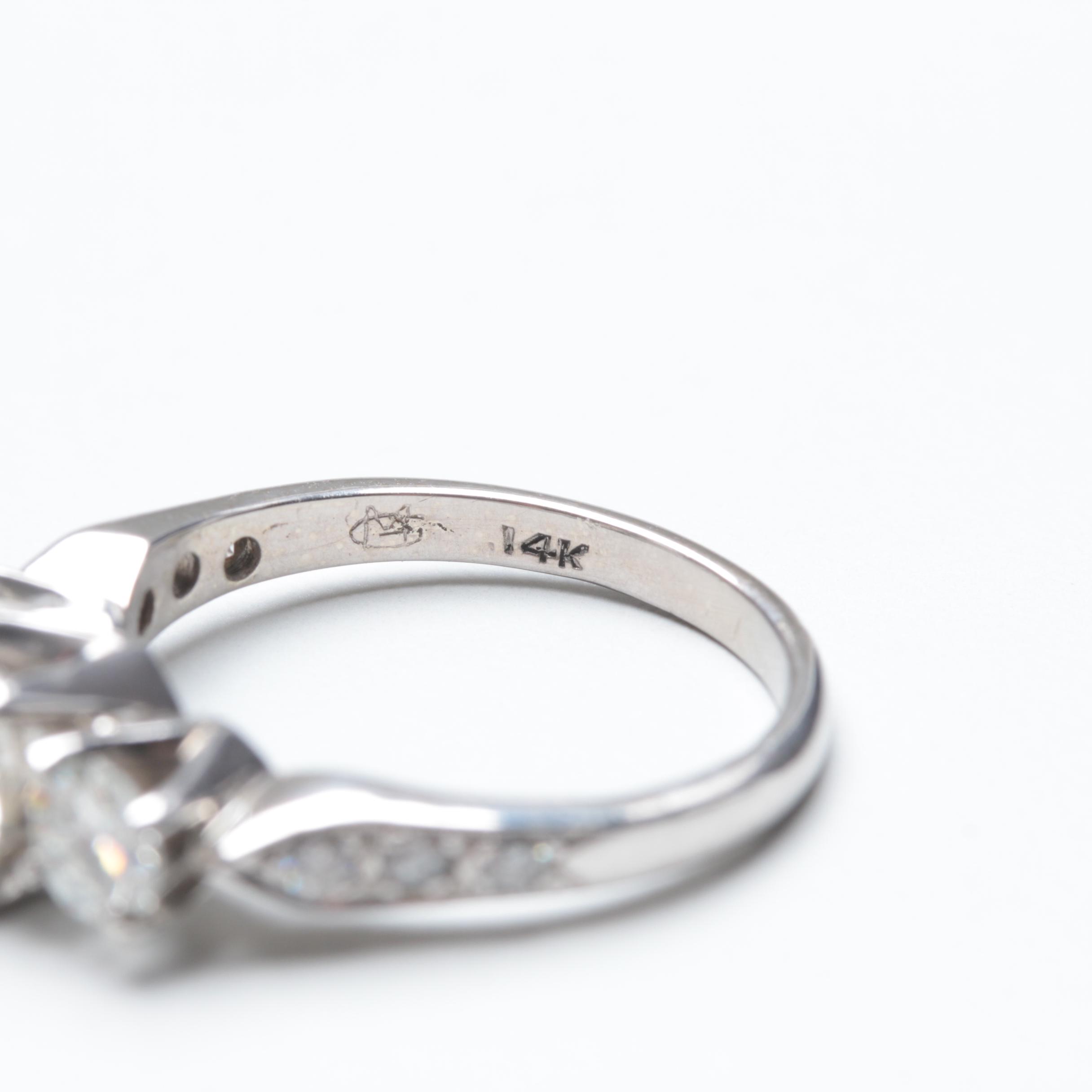 14K White Gold 1.78 CTW Diamond Ring