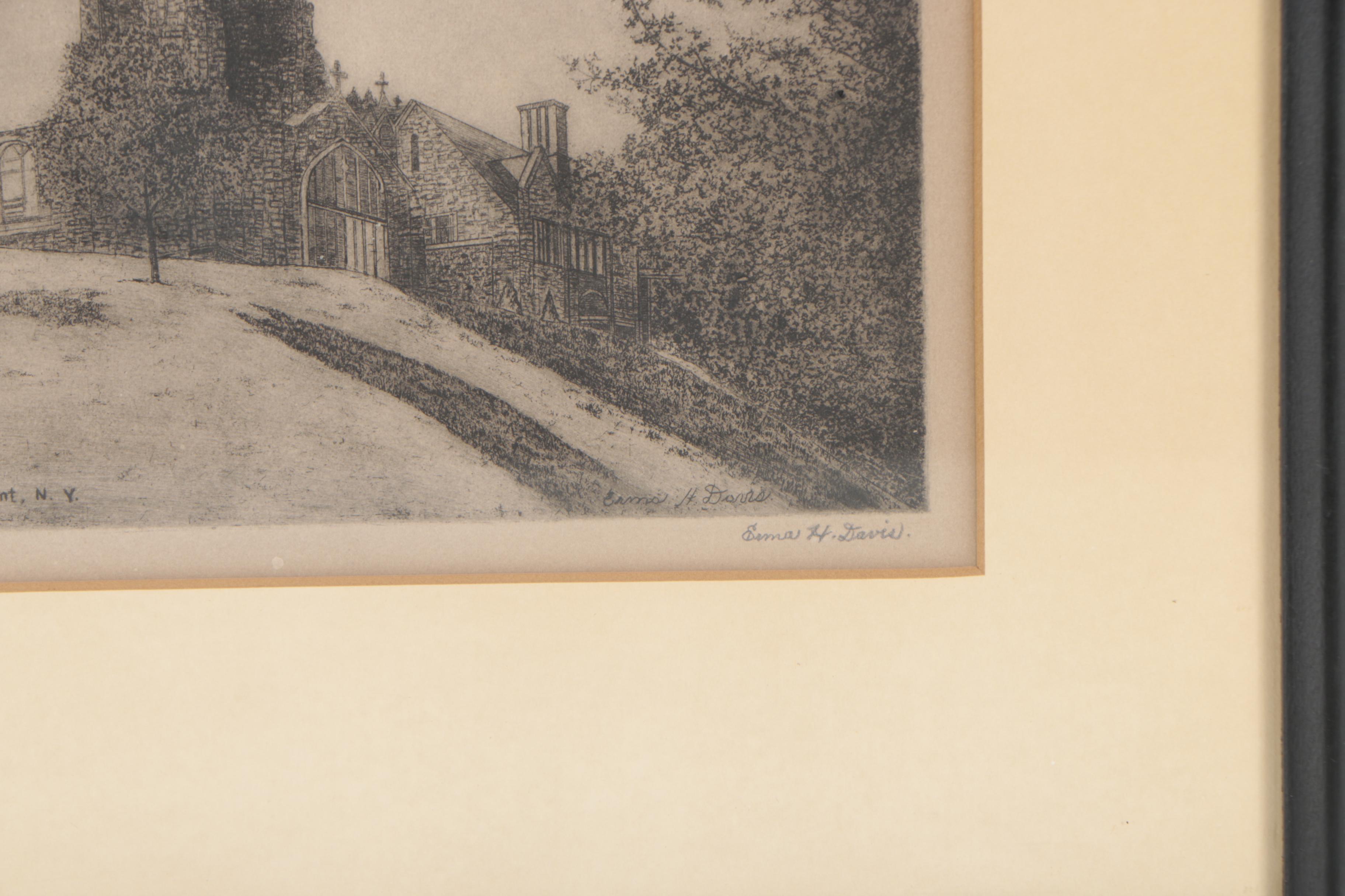 Erma H. Davis Limited Edition Etching "The Catholic Chapel"
