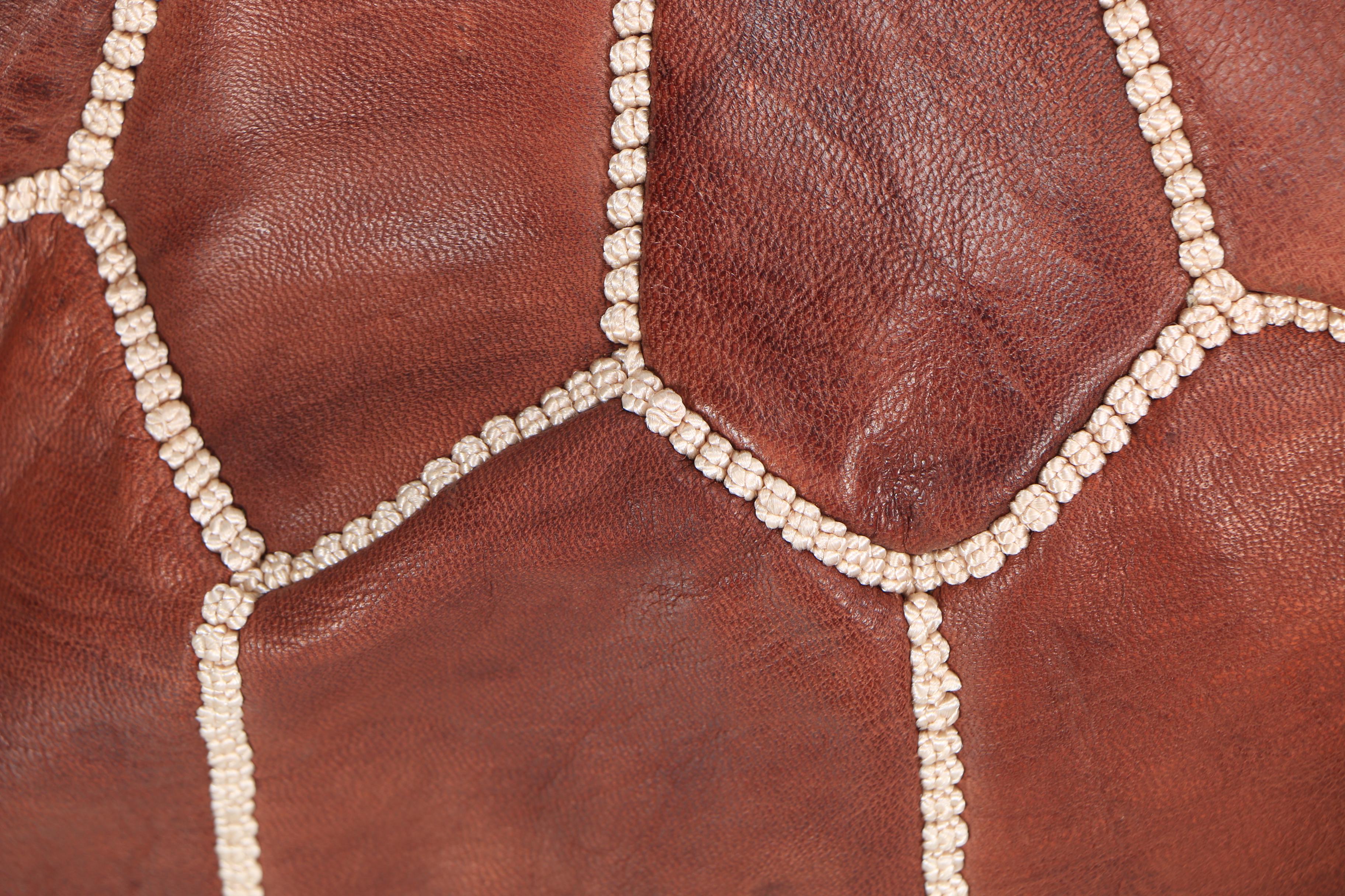 Moroccan Embroidered Leather "Kasbah" Ottoman Covers