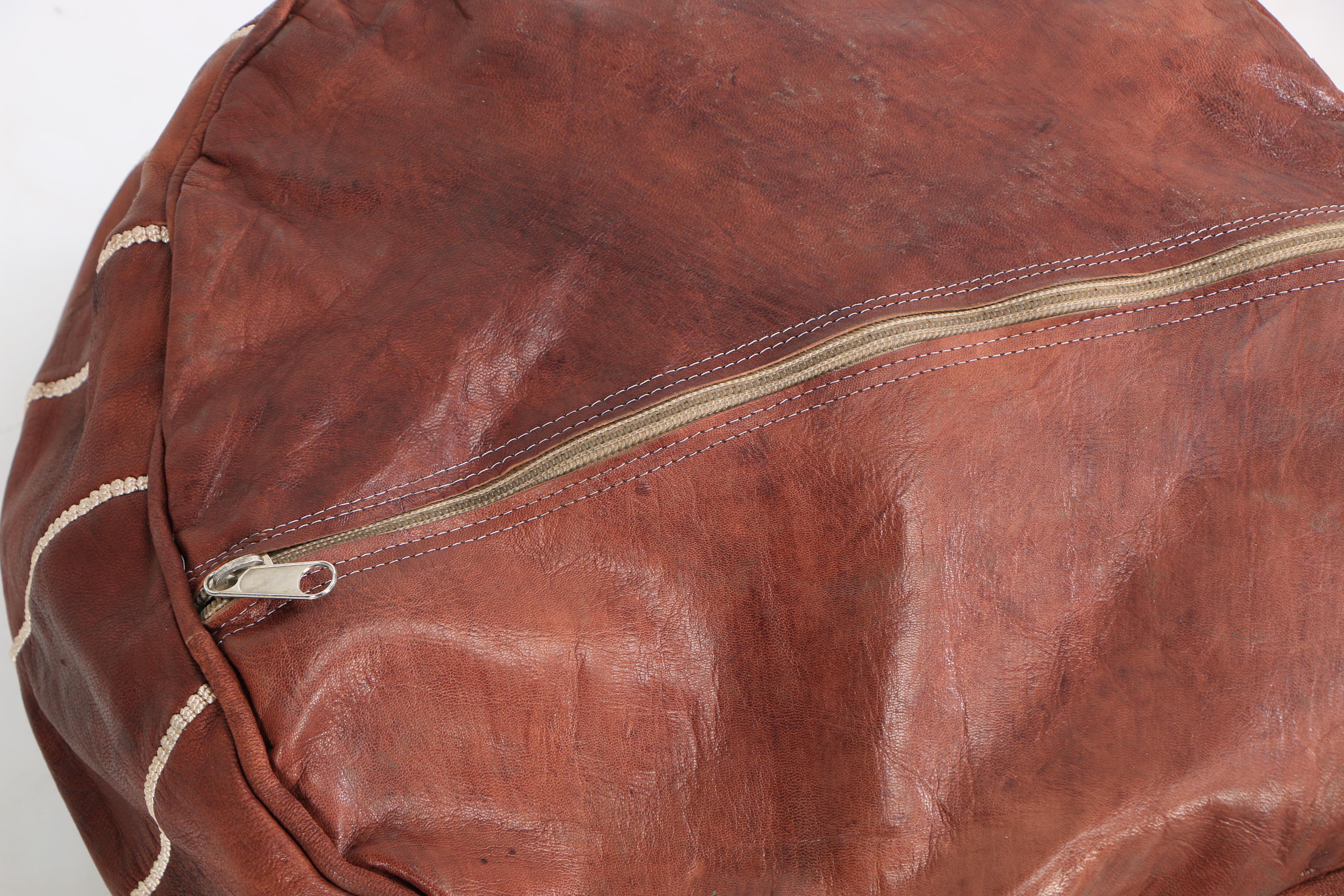 Moroccan Embroidered Leather "Kasbah" Ottoman Covers