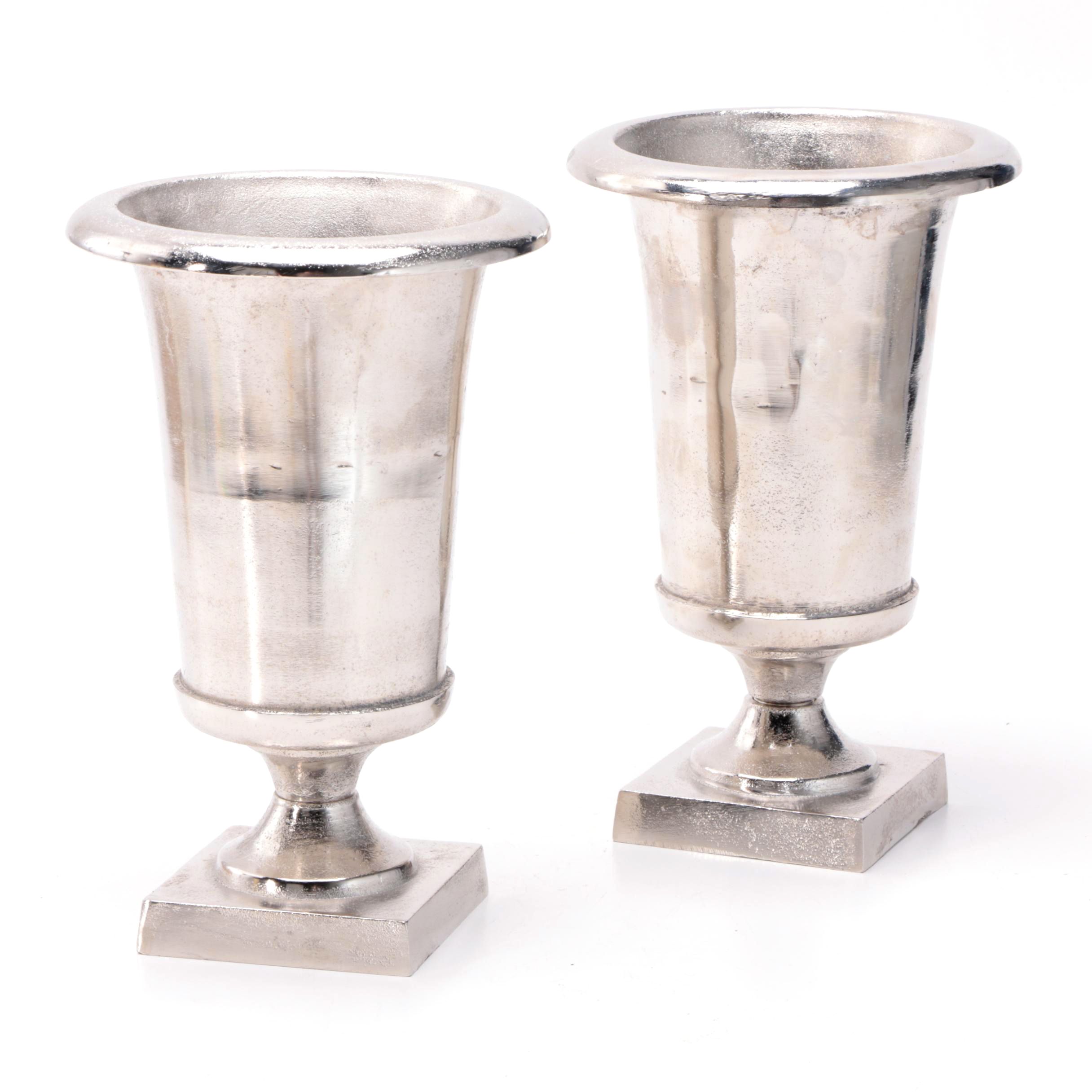 Neoclassical Style Metal Pedestal Vases