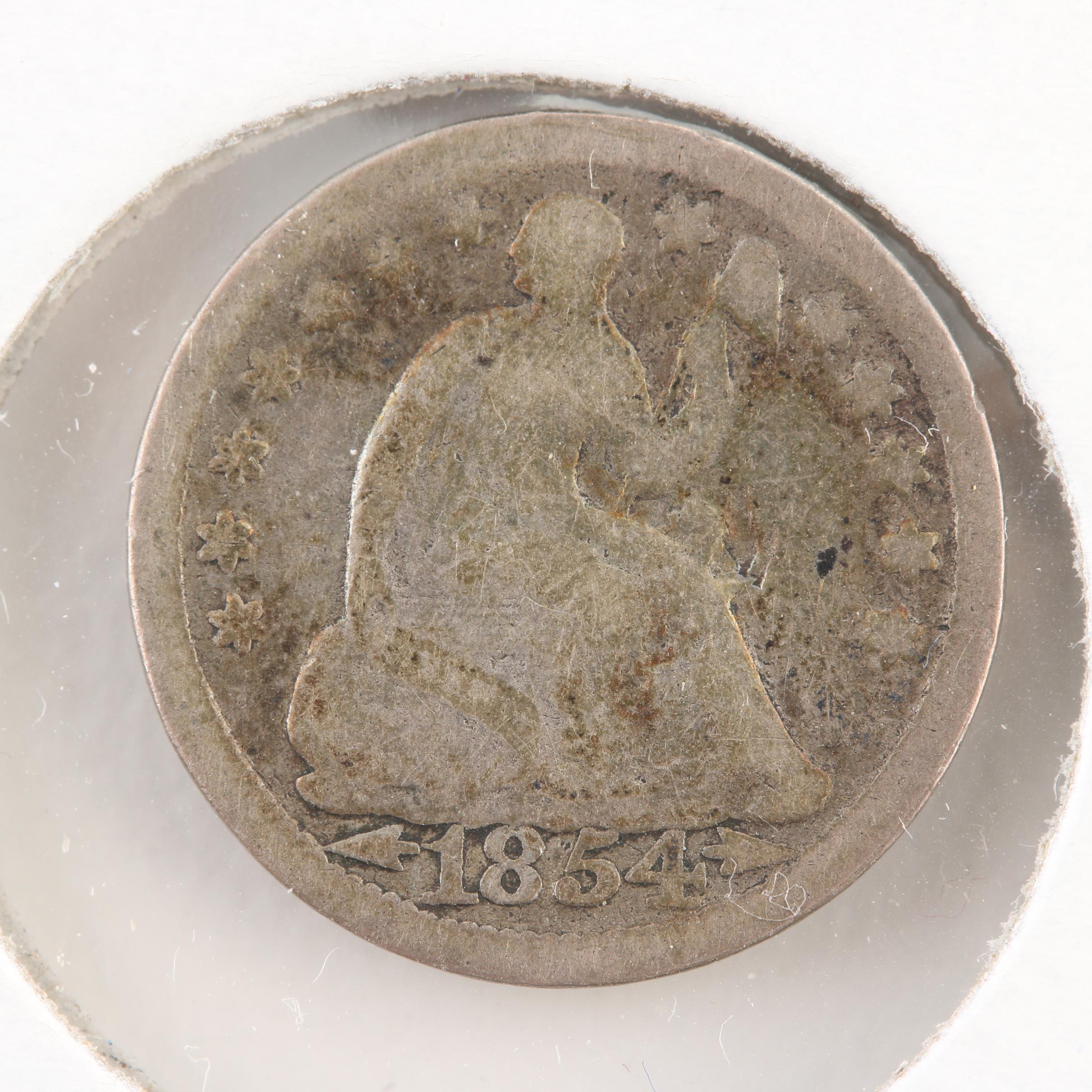 1854 Liberty Seated Silver Half Dime