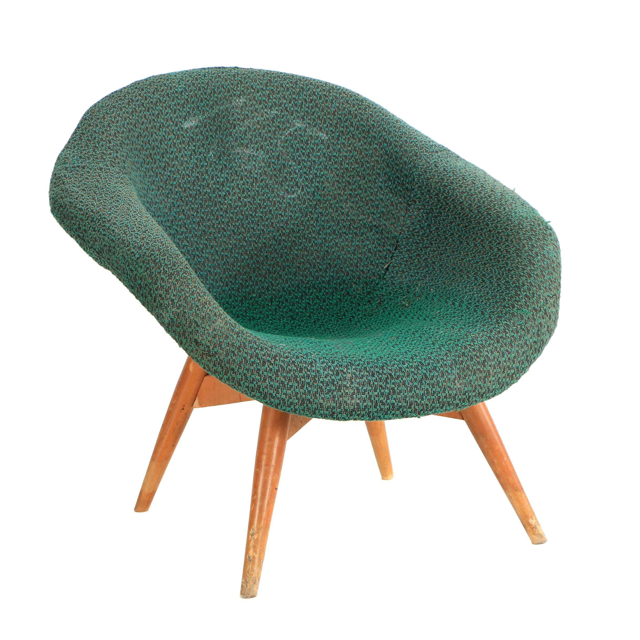 Mid Century Modern Upholstered Shell Lounge Chair