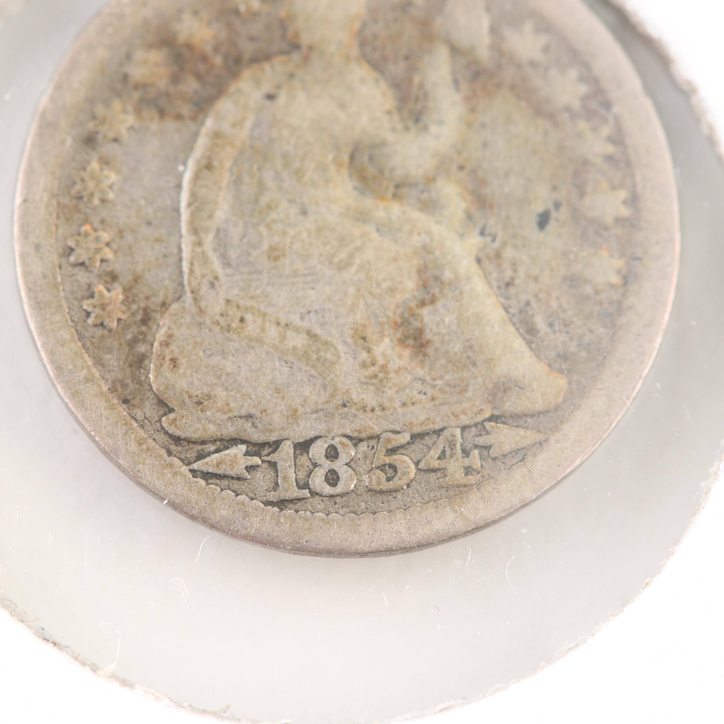 1854 Liberty Seated Silver Half Dime