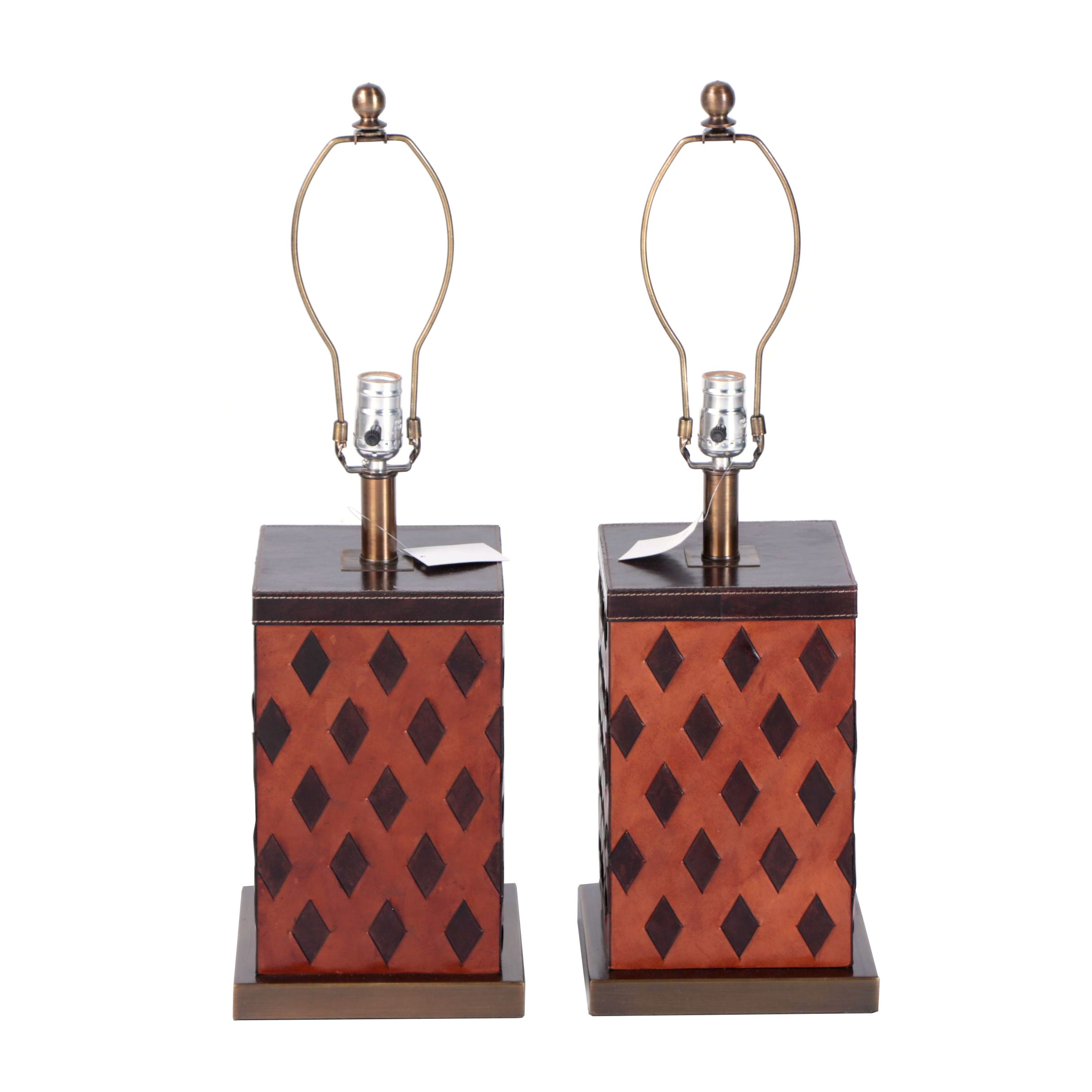 Blue Ocean Traders "Cavalier" Leather and Acrylic Table Lamps