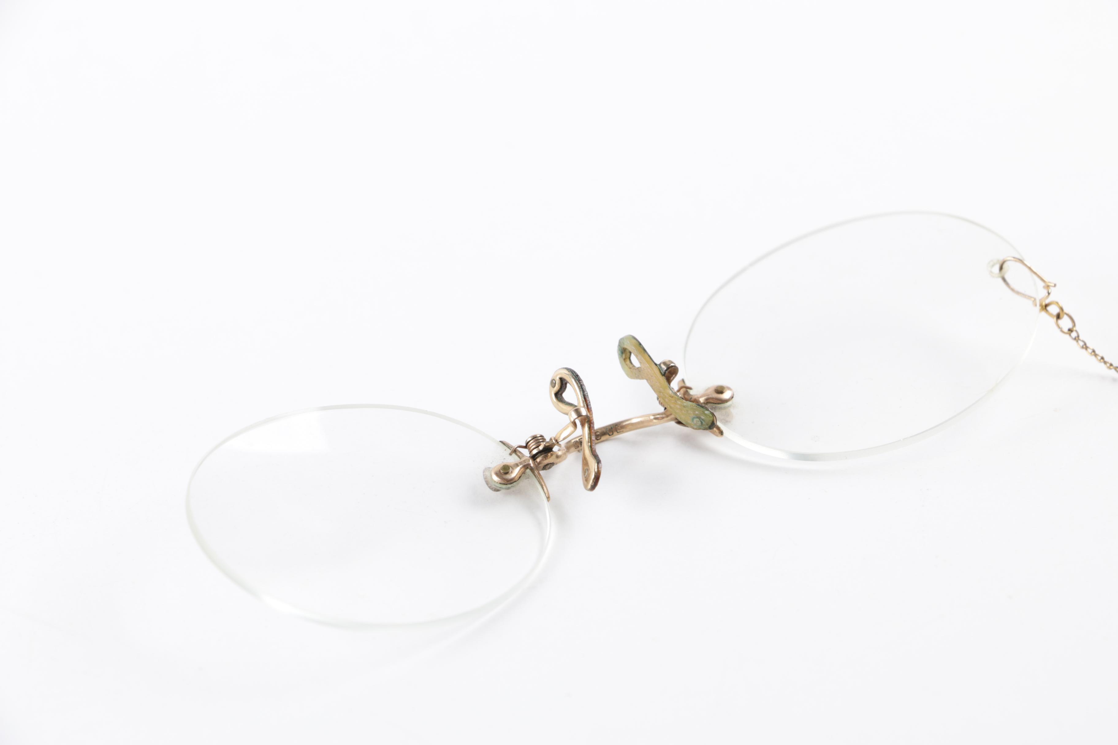Vintage Pince-nez Eyeglasses and Folding Opera Glasses